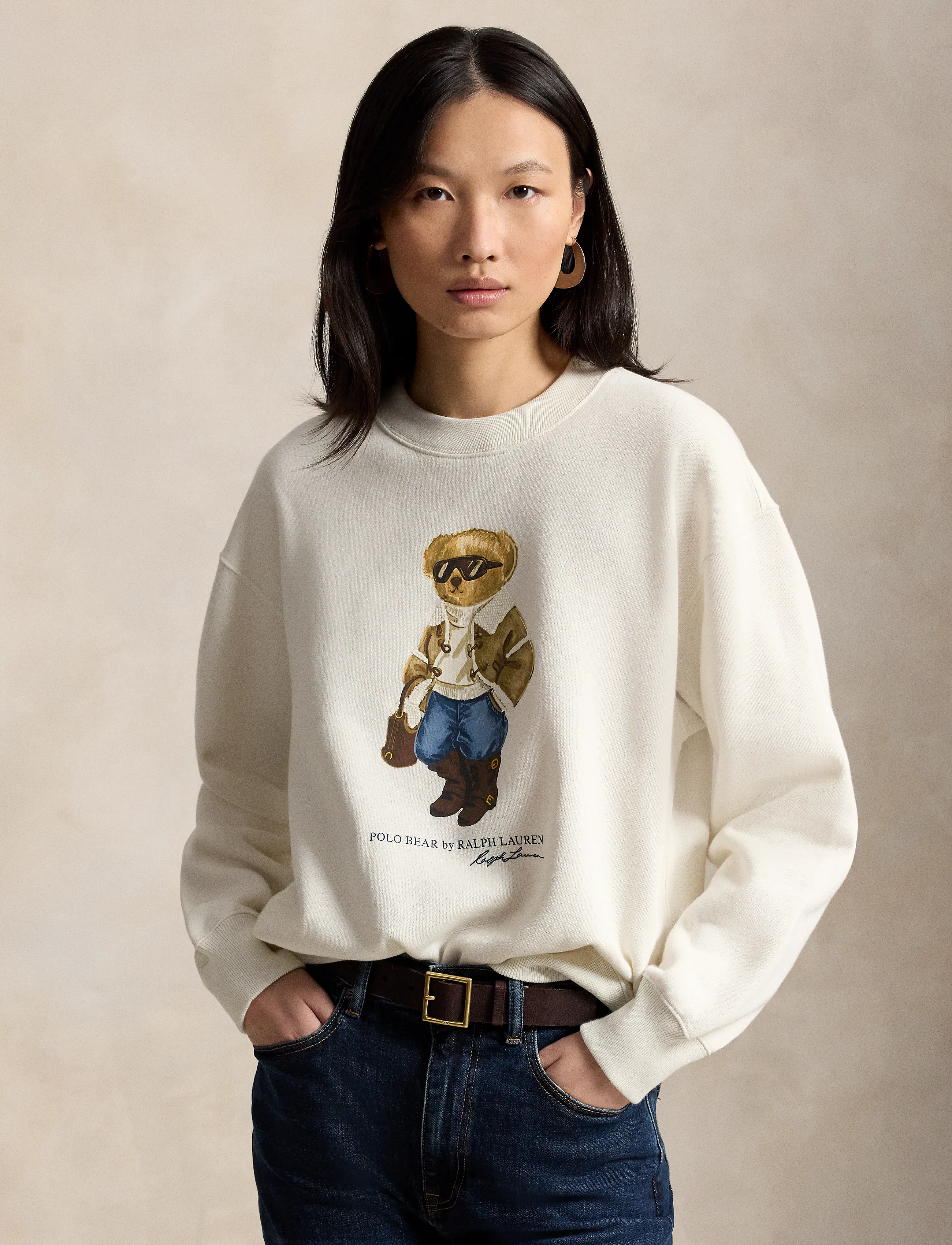 Polo Ralph Lauren - Winter Polo Bear Fleece Crewneck - hverdags stil - antique cream - 1