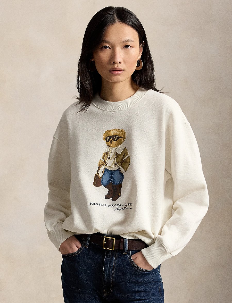Polo Ralph Lauren - Winter Polo Bear Fleece Crewneck - hverdags stil - antique cream - 1