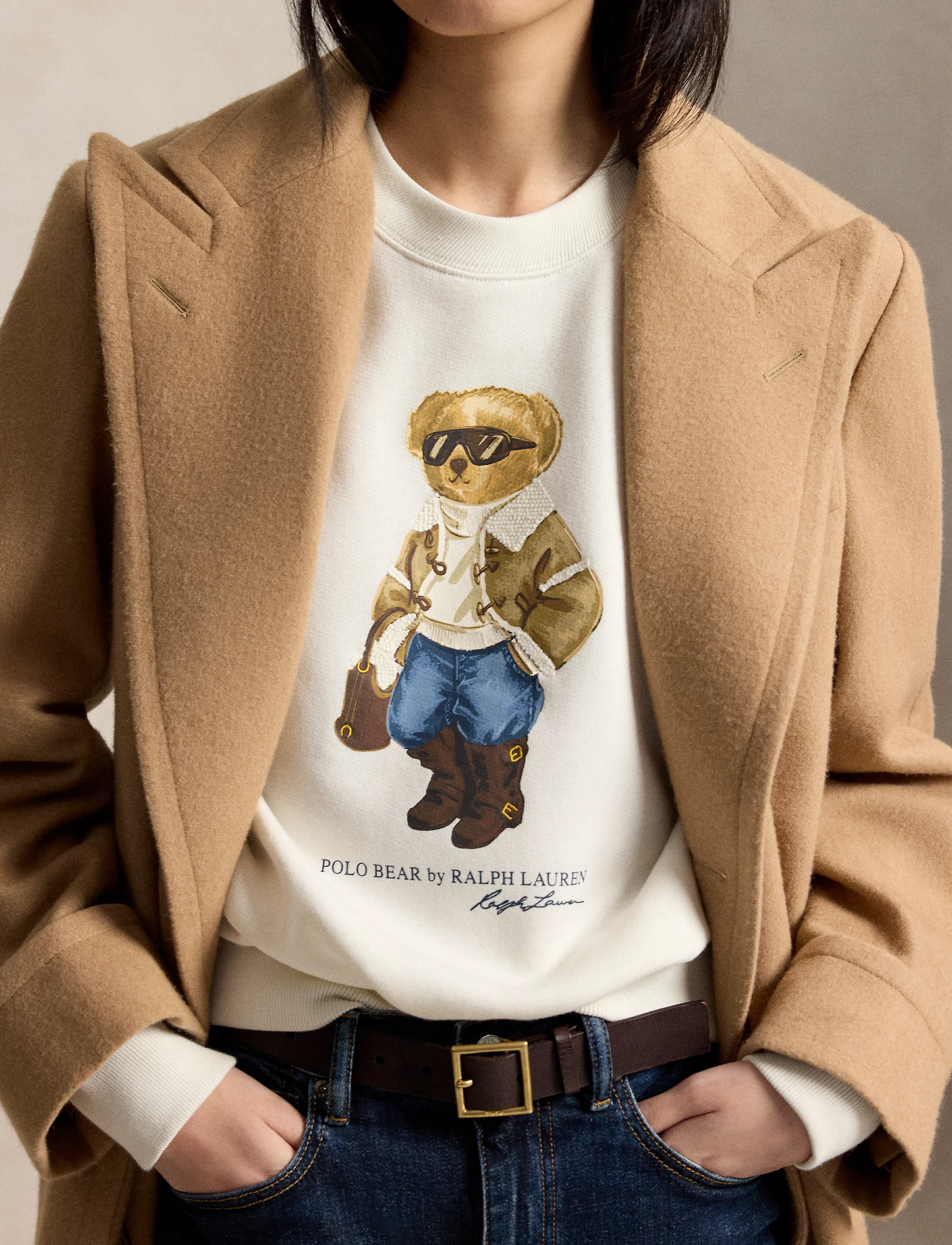 Polo Ralph Lauren - Winter Polo Bear Fleece Crewneck - hverdags stil - antique cream - 4