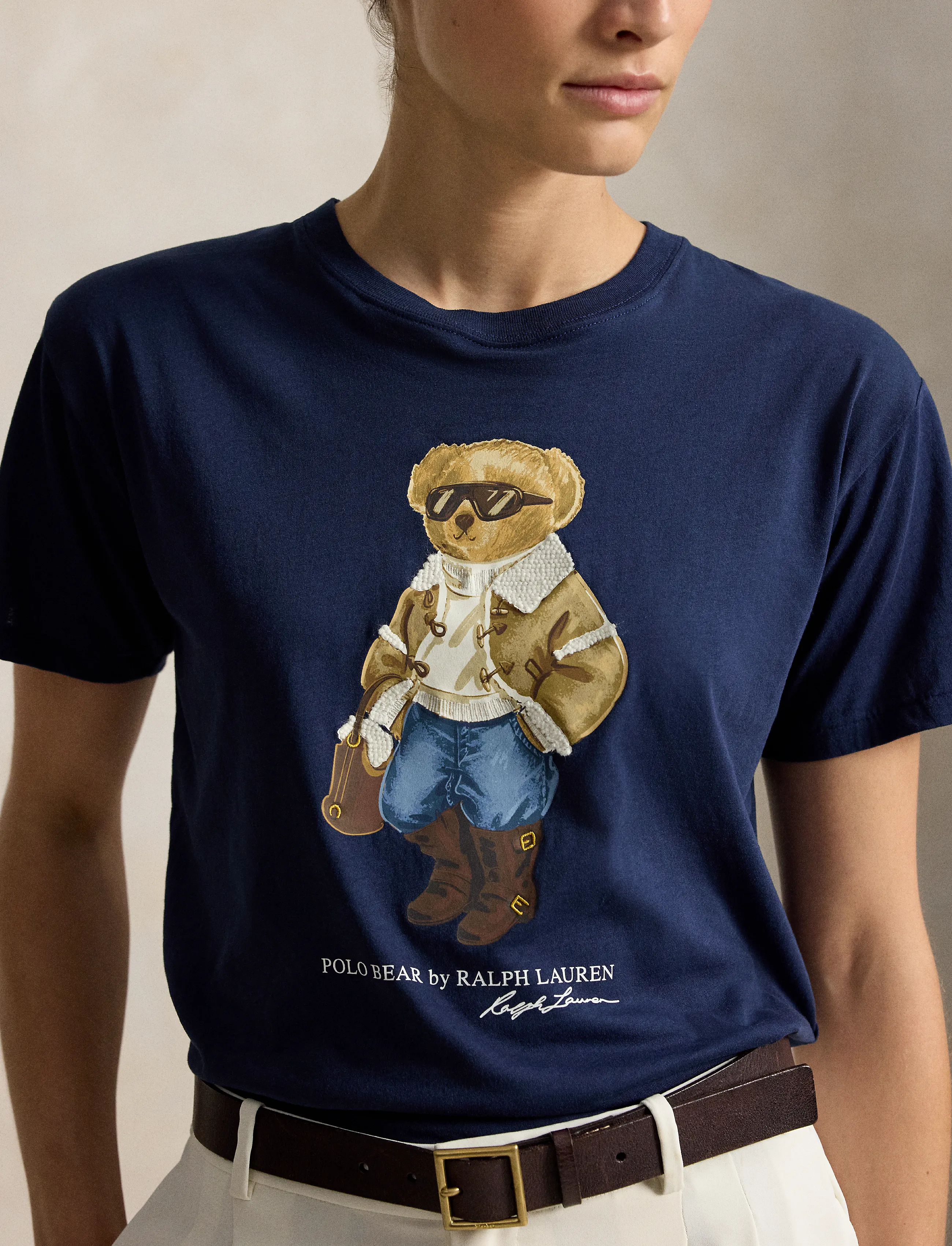 Polo Ralph Lauren Winter Polo Bear Cotton Jersey Tee - T-shirts & Toppar - MIDNIGHT OCEAN / navy