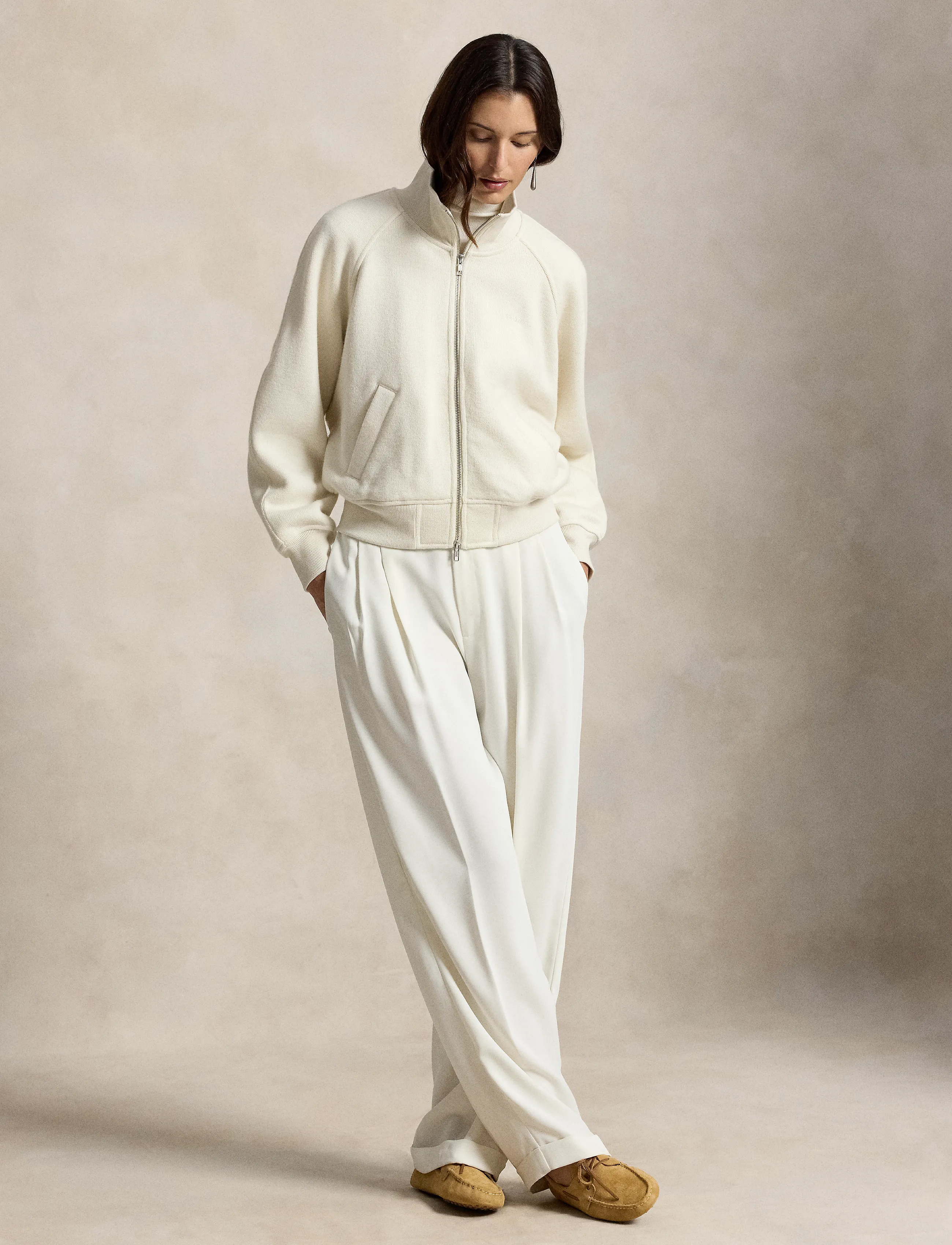 Polo Ralph Lauren - Knit Wool-Blend Zip Jacket - villased jakid - warm cream - 3