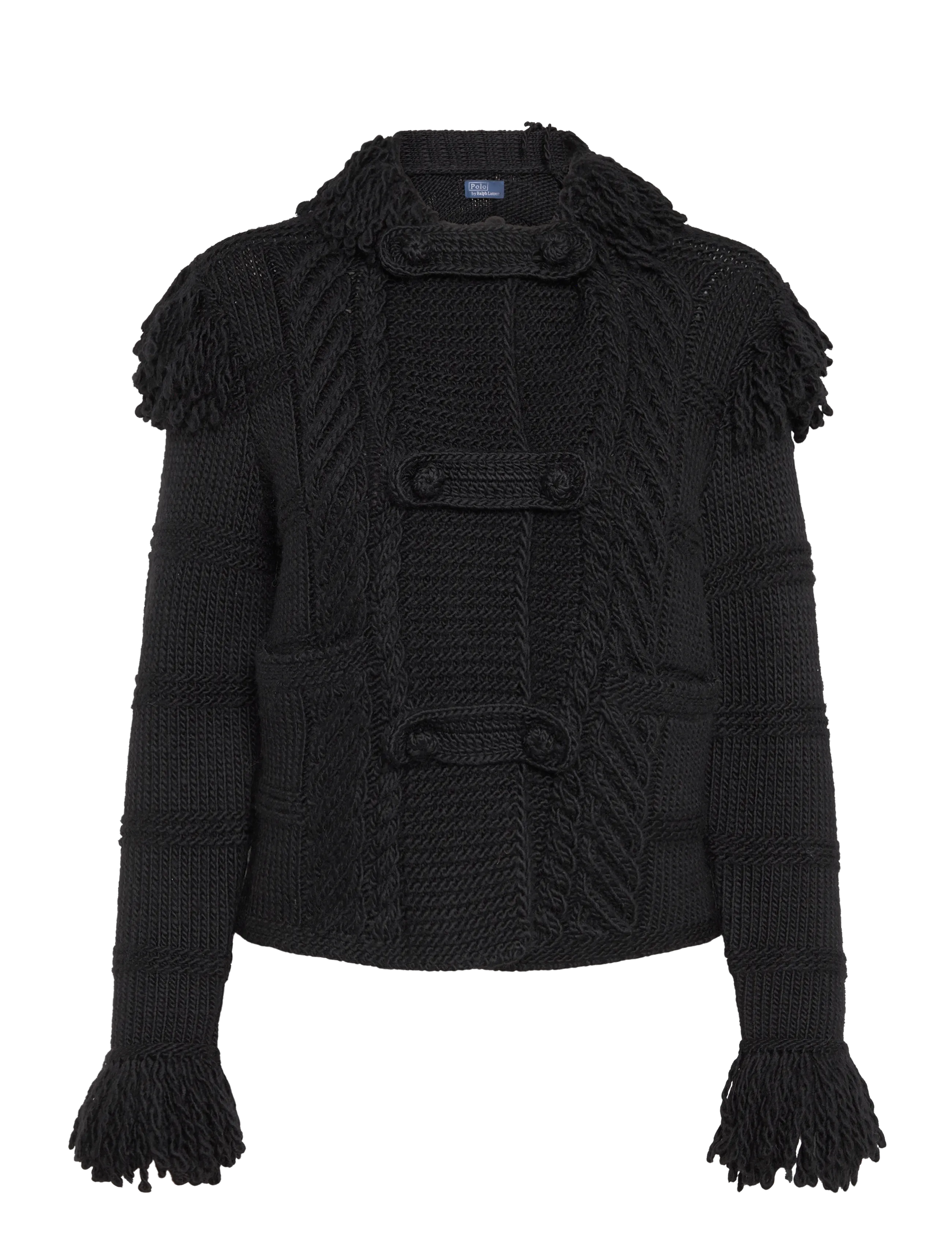 Polo Ralph Lauren Ullkofta med stickade fransar - Vardagsstil - BLACK / black