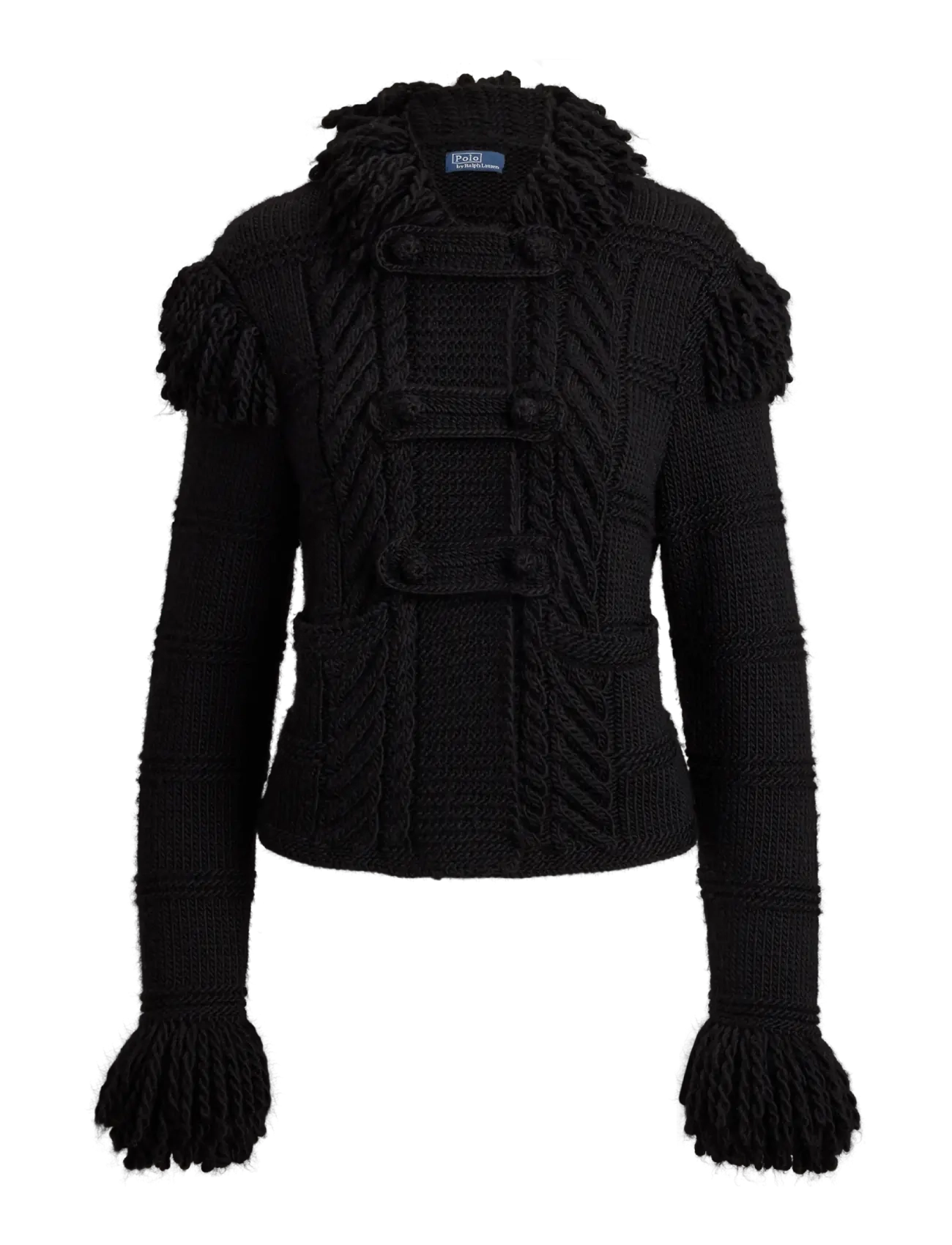 Polo Ralph Lauren Knit-Fringe Wool Cardigan - Tøj - BLACK / black