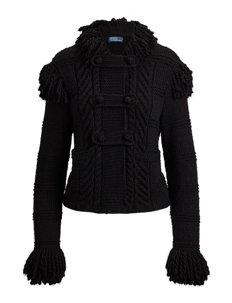 Polo Ralph Lauren - Knit-Fringe Wool Cardigan - cardigans - black - 2
