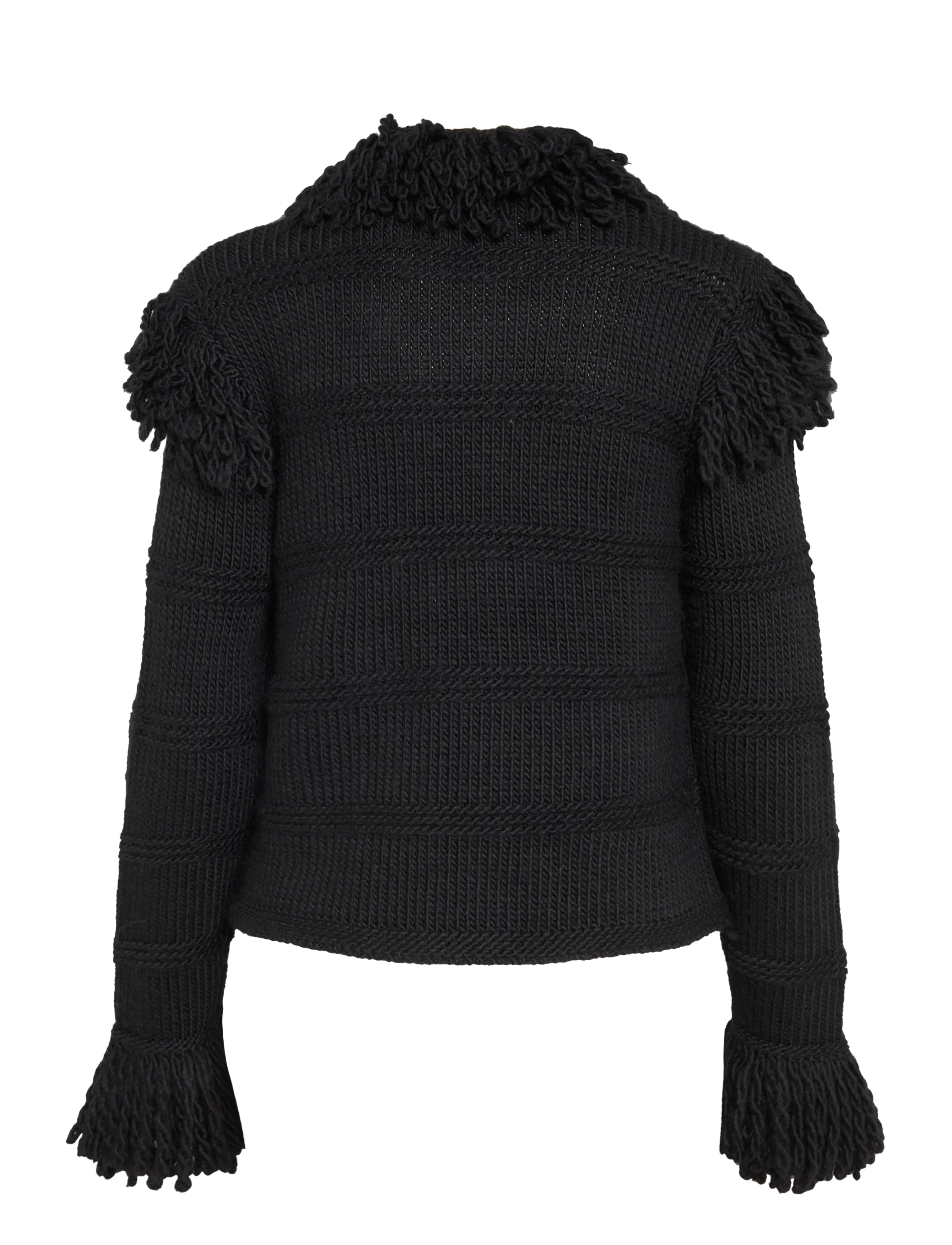 Polo Ralph Lauren - Knit-Fringe Wool Cardigan - cardigans - black - 3