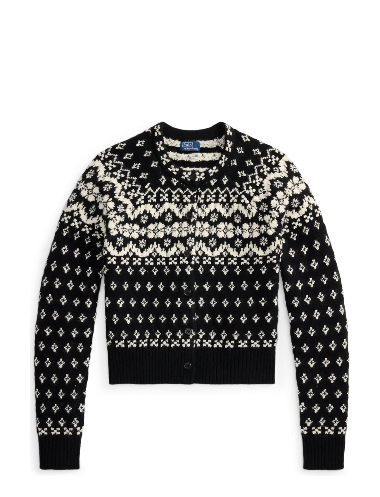 Polo Ralph Lauren Fair Isle Wool-Blend Cardigan - Tøj - BLACK/CREAM / black