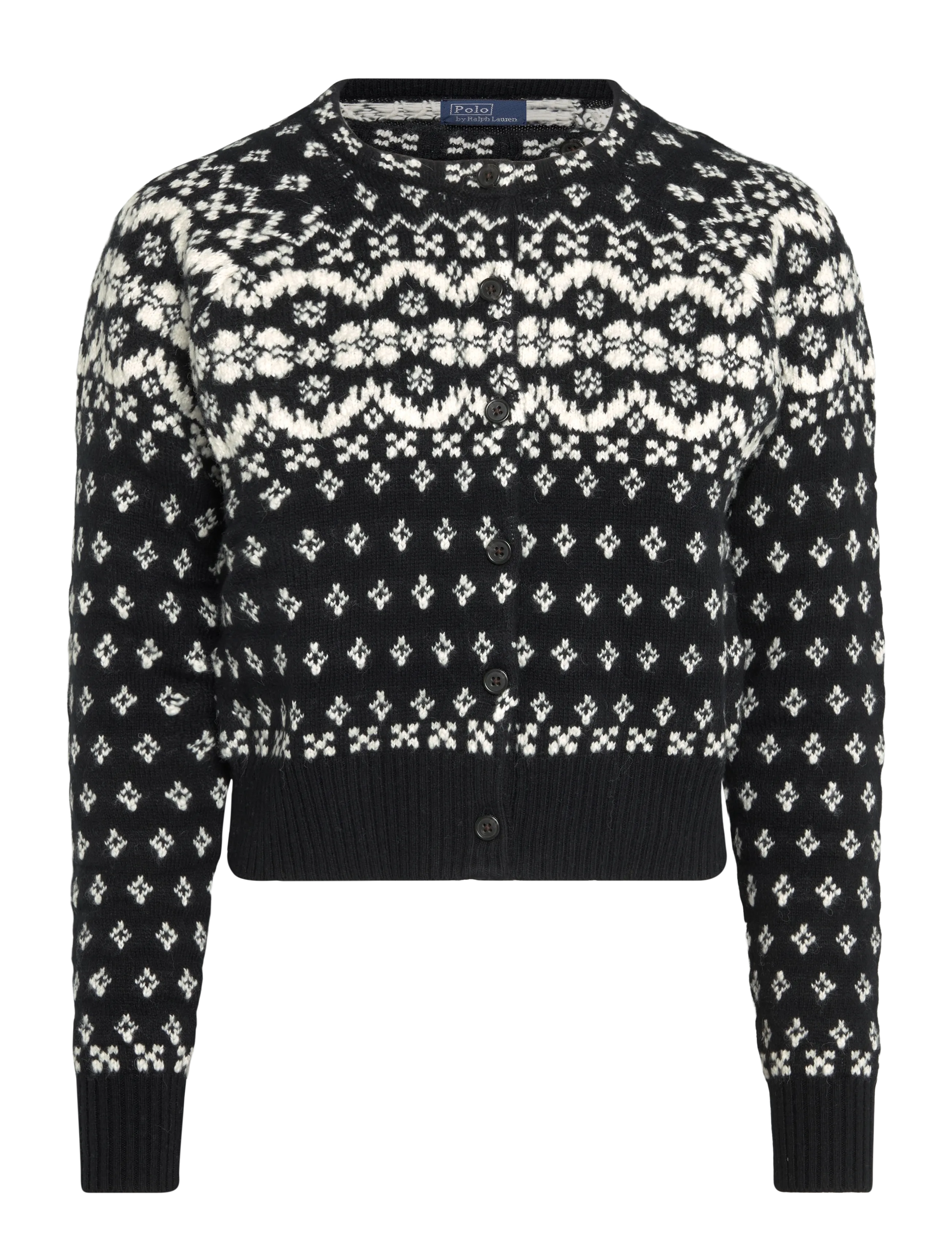 Polo Ralph Lauren Fair Isle-kofta i ullblandning - Vardagsstil - BLACK/CREAM / black