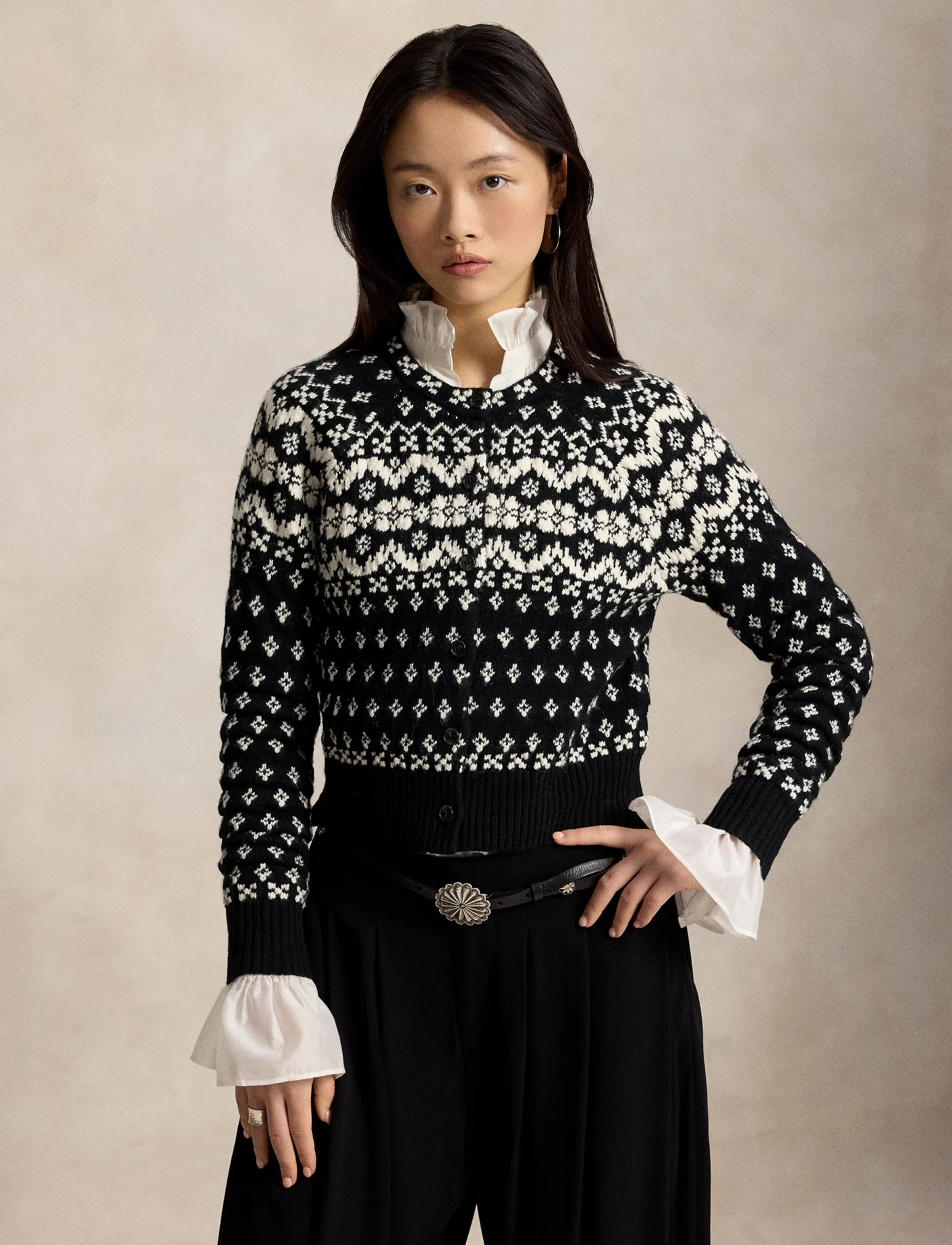 Polo Ralph Lauren - Fair Isle Wool-Blend Cardigan - cardigans - black/cream - 1