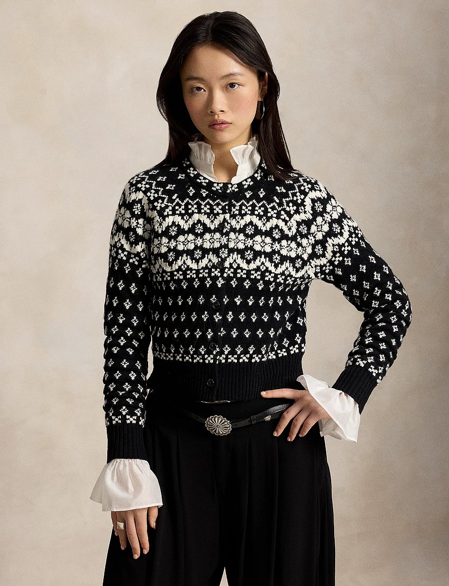 Polo Ralph Lauren - Fair Isle Wool-Blend Cardigan - cardigans - black/cream - 1
