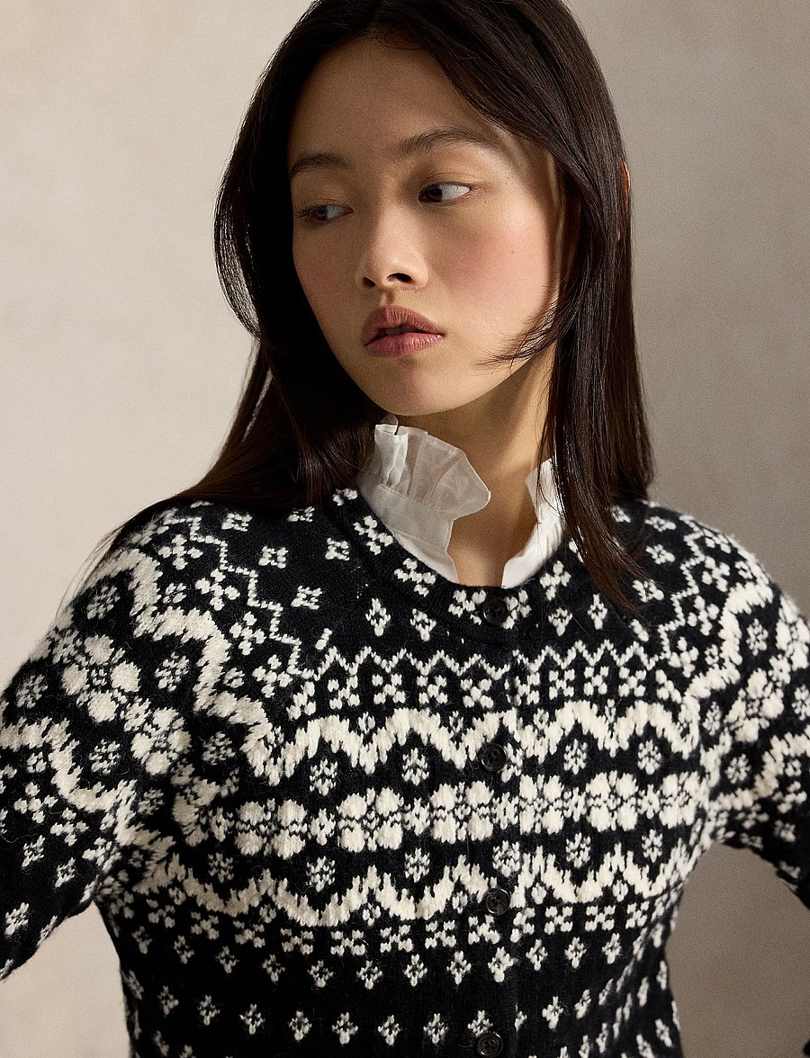 Polo Ralph Lauren - Fair Isle Wool-Blend Cardigan - cardigans - black/cream - 4