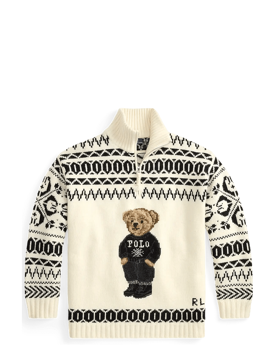 Polo Ralph Lauren - Ski Polo Bear Wool-Cashmere Quarter-Zip - striktrøjer - authentic cream - 2