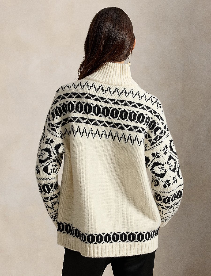 Polo Ralph Lauren - Ski Polo Bear Wool-Cashmere Quarter-Zip - striktrøjer - authentic cream - 3