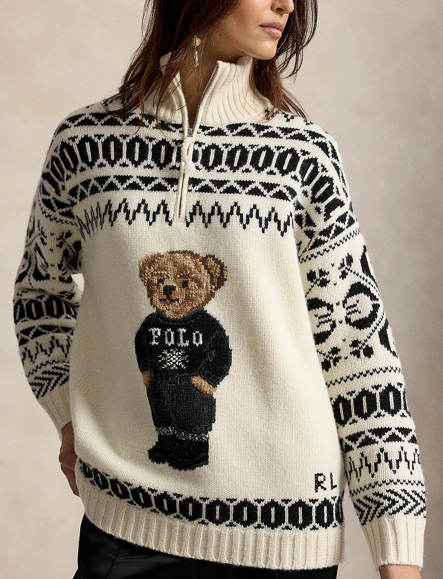 Polo Ralph Lauren - Ski Polo Bear Wool-Cashmere Quarter-Zip - striktrøjer - authentic cream - 4