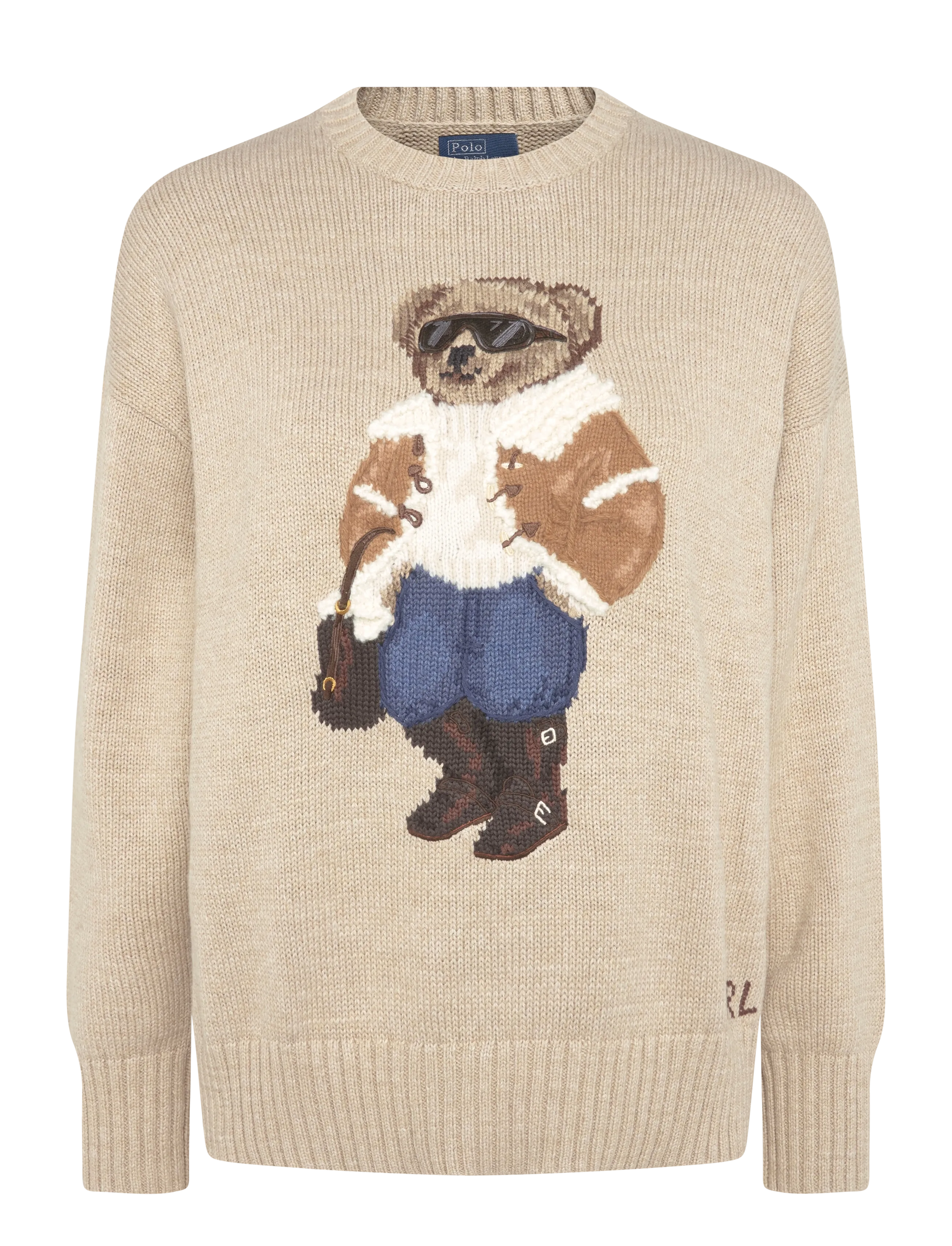 Polo Ralph Lauren Winter Polo Bear tröja med rund hals - Kontorskläder - TAN MULTI / beige