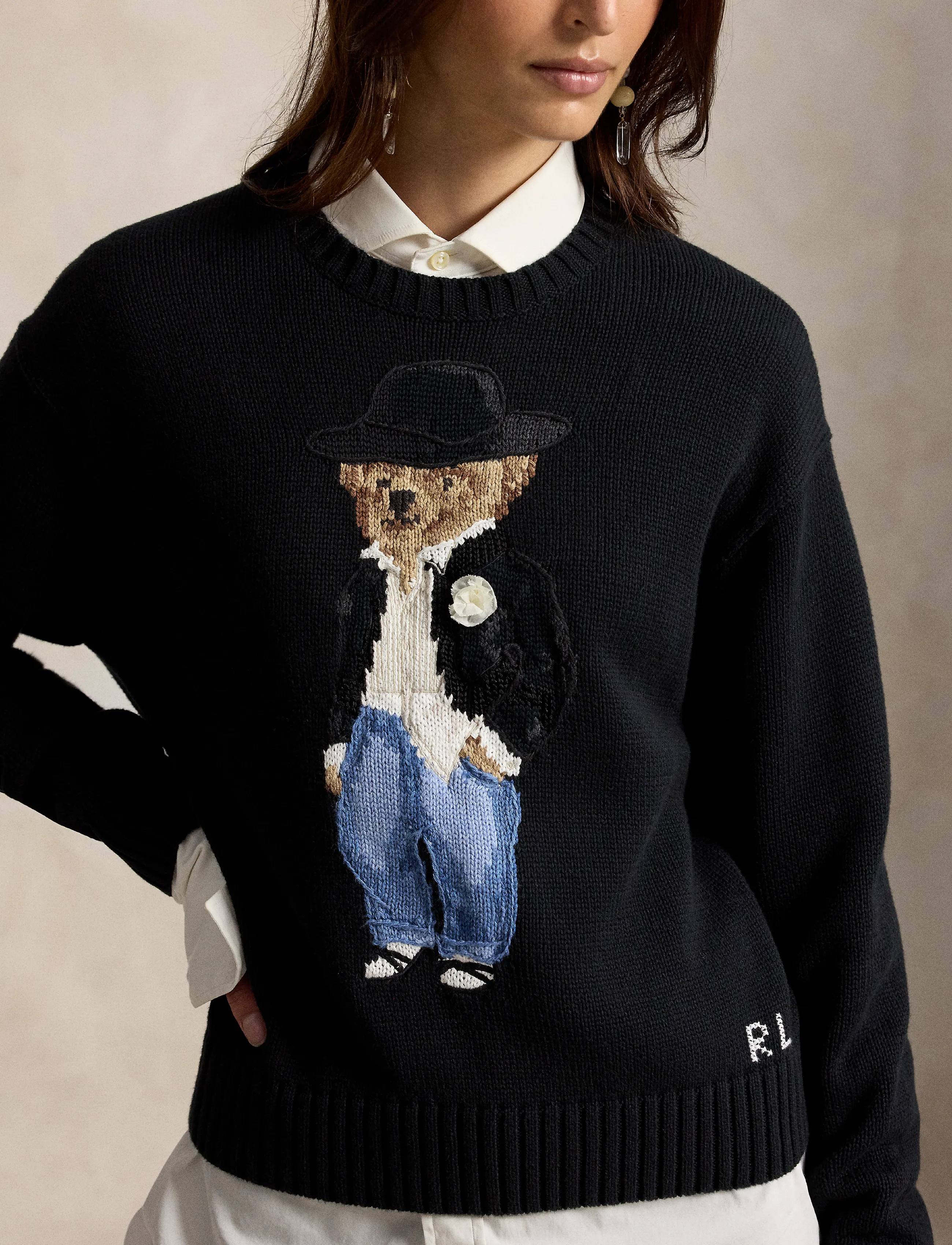 Polo Ralph Lauren - Holiday Polo Bear Cotton Crewneck - polo black - 3