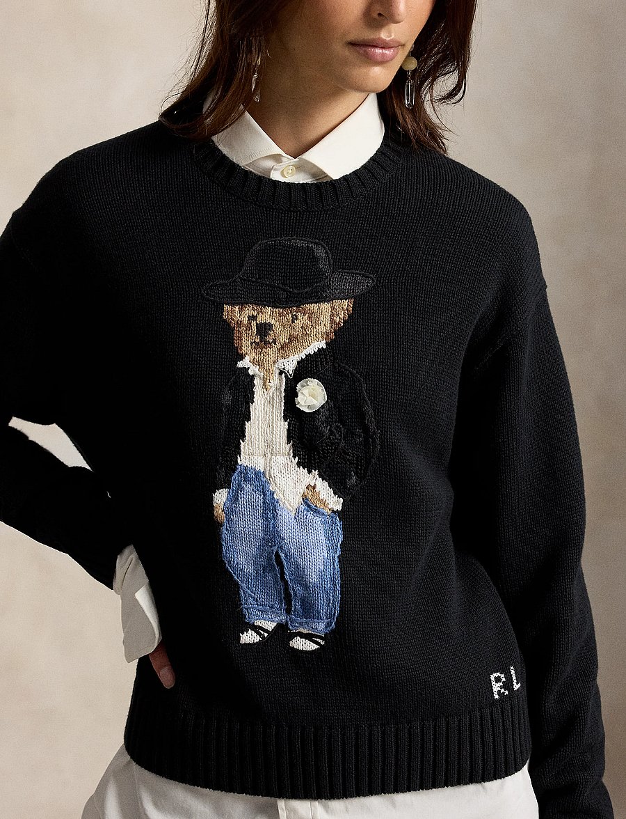 Polo Ralph Lauren - Holiday Polo Bear Cotton Crewneck - pulls - polo black - 4