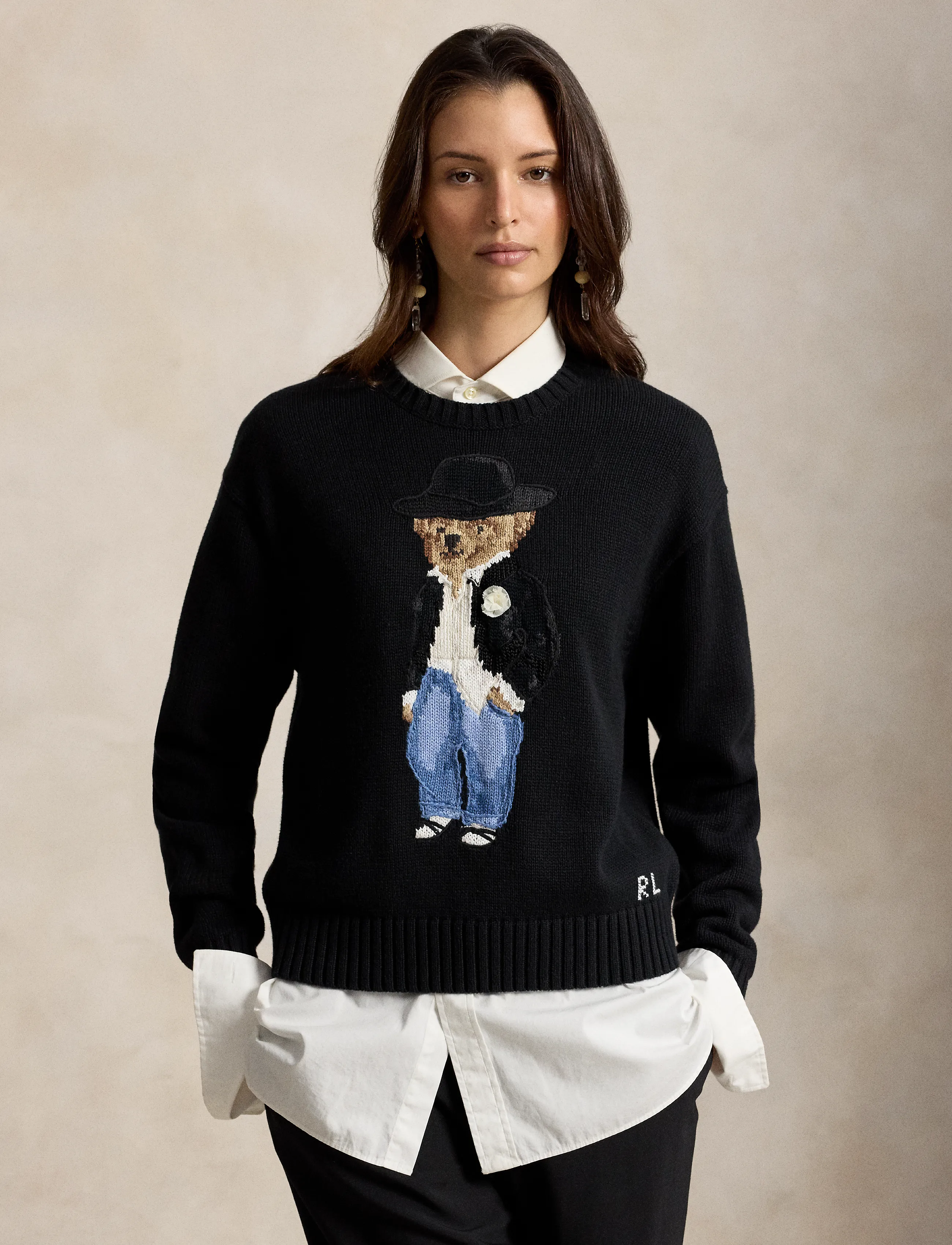 Polo Ralph Lauren - Holiday Polo Bear Cotton Crewneck - polo black - 4