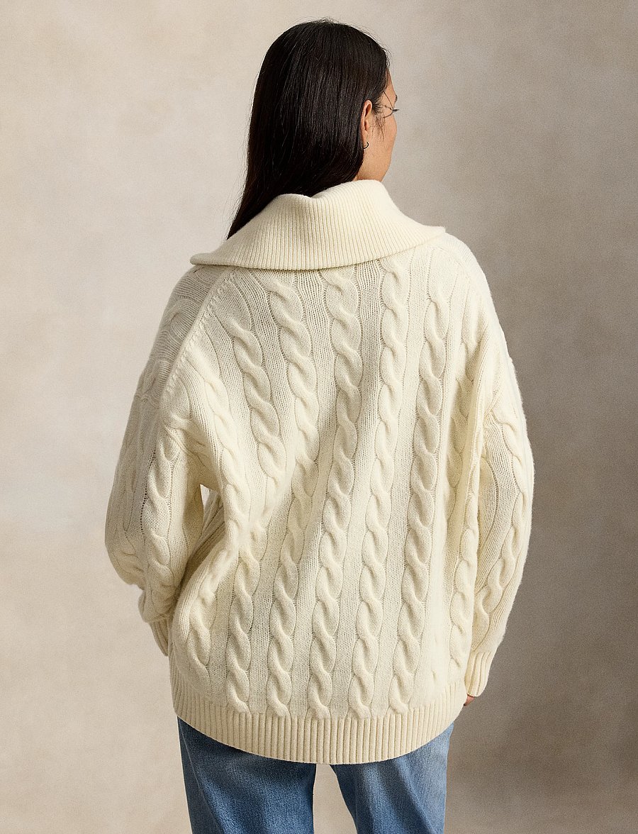 Polo Ralph Lauren - Wide-Collar Cable Wool-Cashmere Sweater - kaschmir - authentic cream - 2