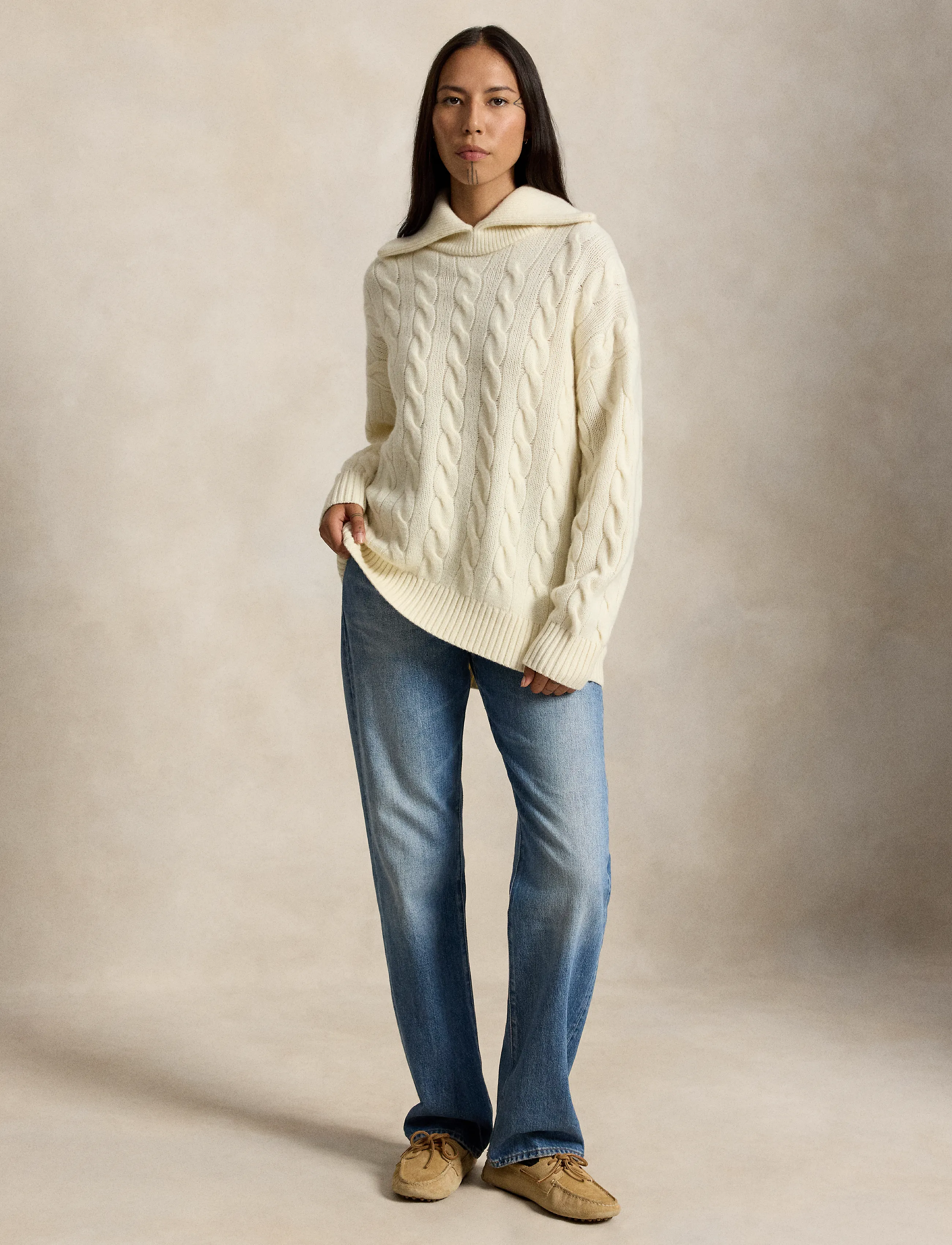 Polo Ralph Lauren - Wide-Collar Cable Wool-Cashmere Sweater - kaschmir - authentic cream - 3