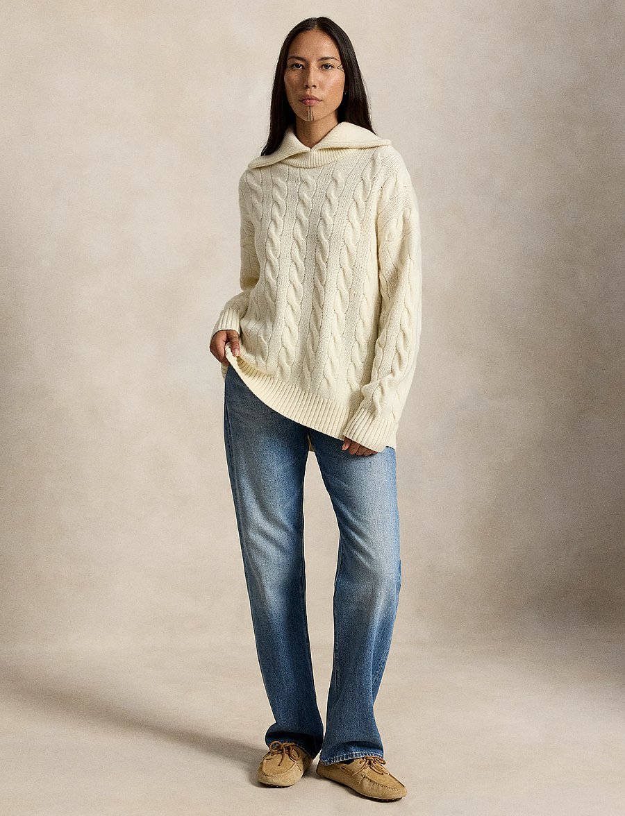 Polo Ralph Lauren - Wide-Collar Cable Wool-Cashmere Sweater - kaschmir - authentic cream - 3