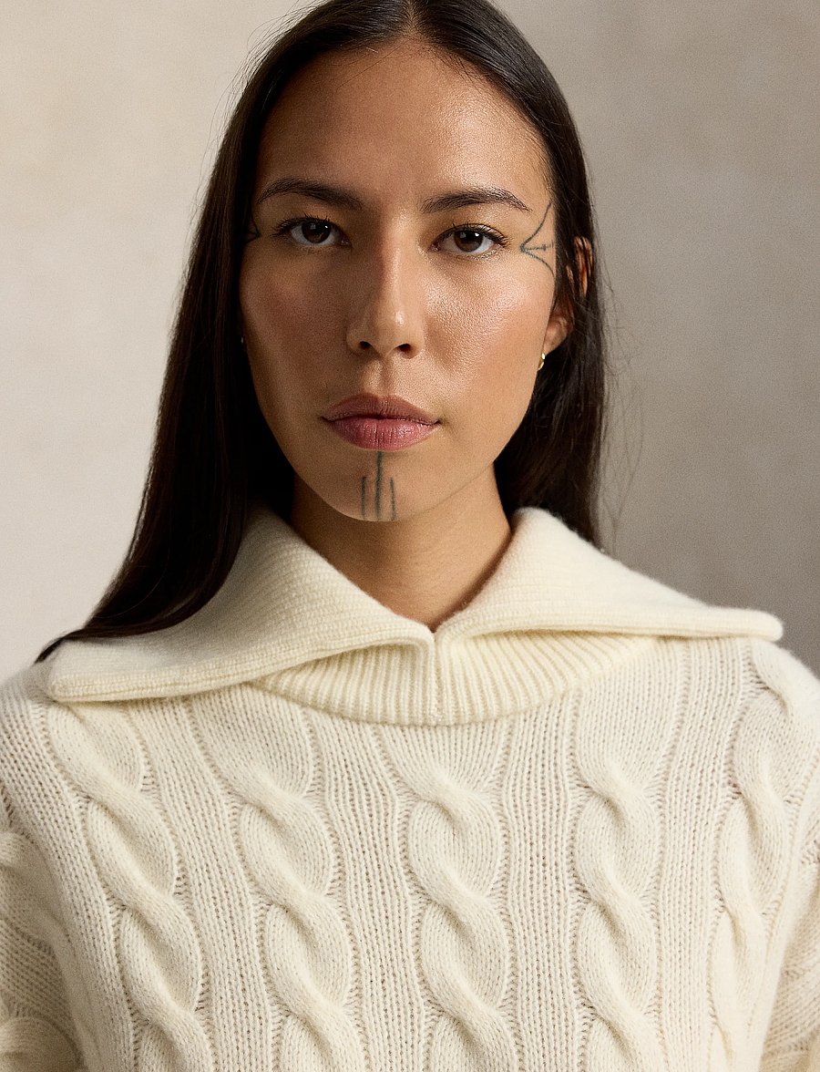 Polo Ralph Lauren - Wide-Collar Cable Wool-Cashmere Sweater - kaschmir - authentic cream - 4