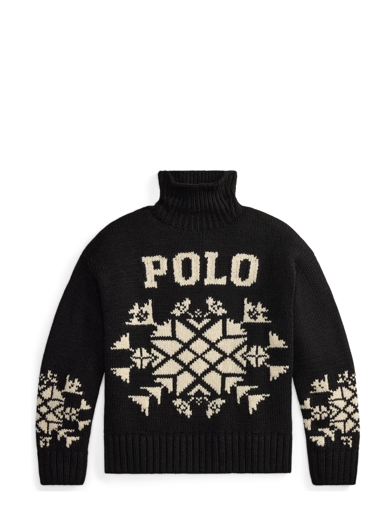 Polo Ralph Lauren Snowflake Wool Turtleneck Sweater - Tøj - POLO BLACK/CREAM / black