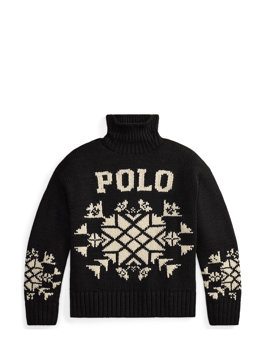 Polo Ralph Lauren - Snowflake Wool Turtleneck Sweater - rullekraver - polo black/cream - 2