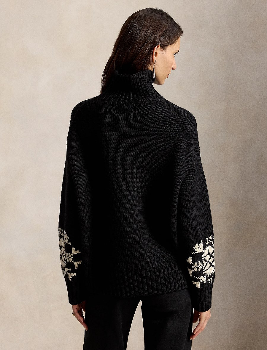 Polo Ralph Lauren - Snowflake Wool Turtleneck Sweater - rullekraver - polo black/cream - 3