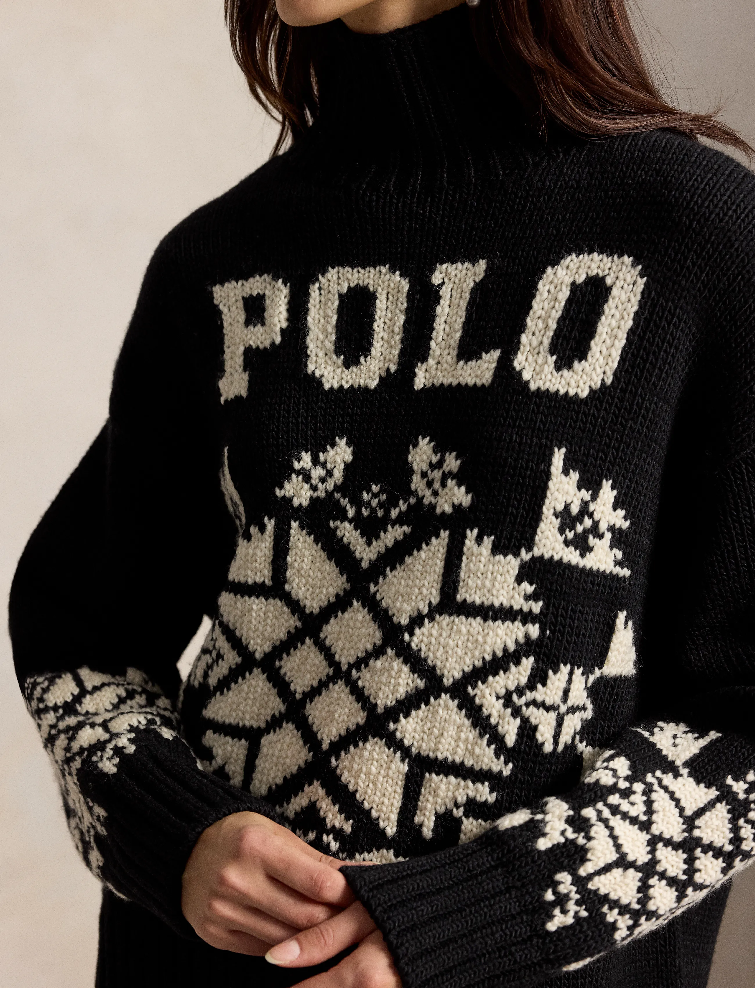 Polo Ralph Lauren - Snowflake Wool Turtleneck Sweater - rullekraver - polo black/cream - 4