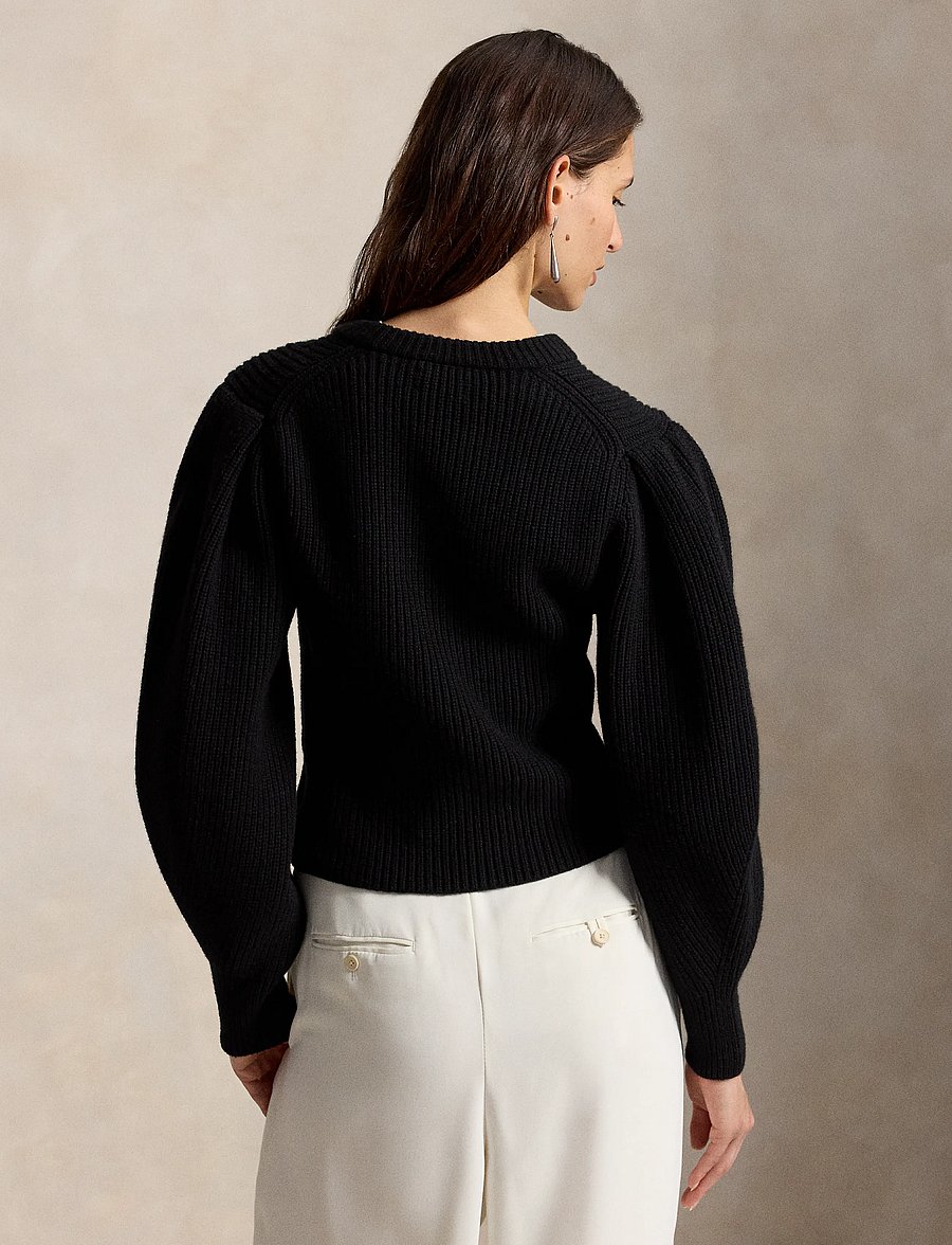 Polo Ralph Lauren - Sculpted-Sleeve Wool Sweater - striktrøjer - polo black - 3