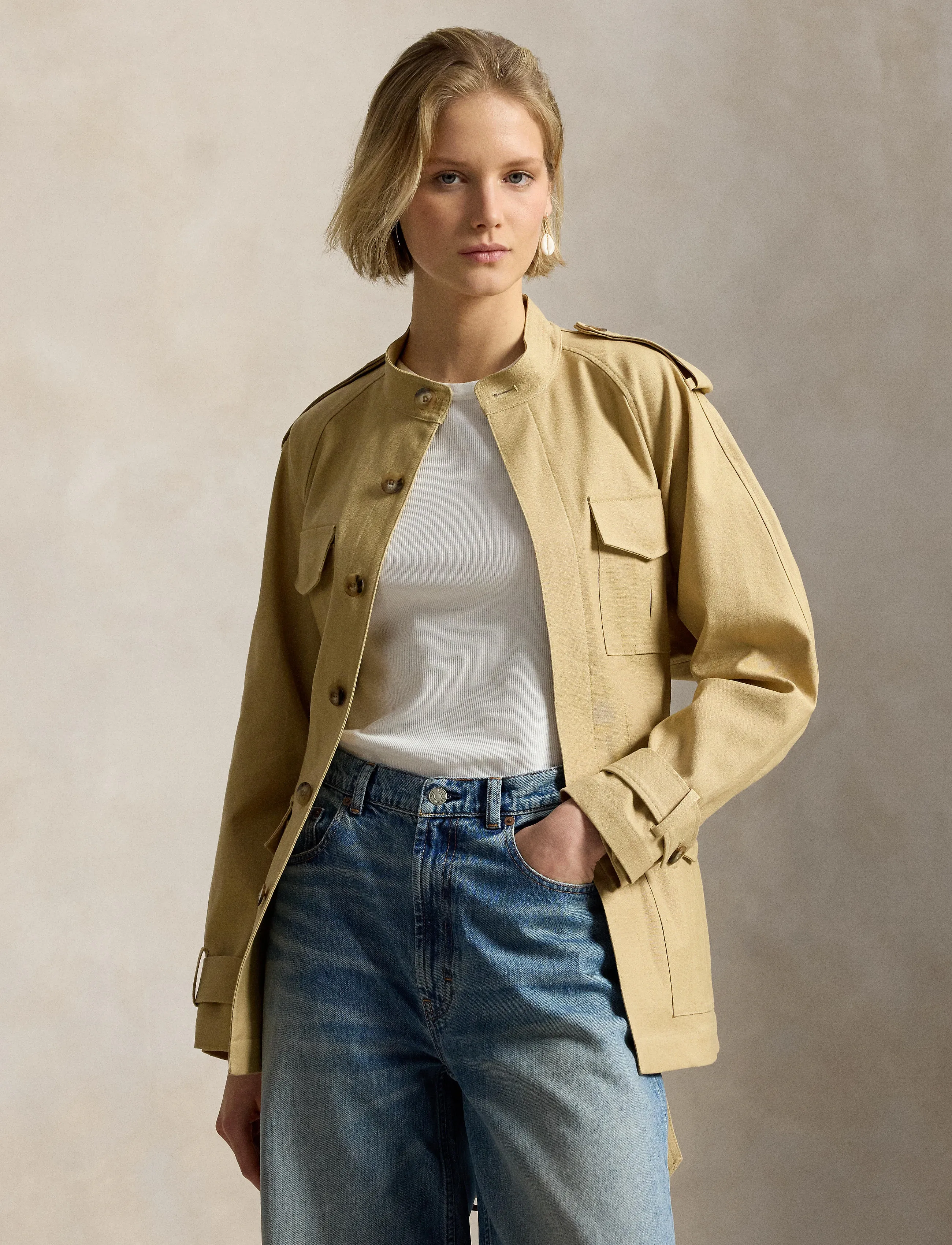 Polo Ralph Lauren - 16/2 HEMP CTTN PW-WVN-JACKET - frühlingsjacken - classic camel - 3