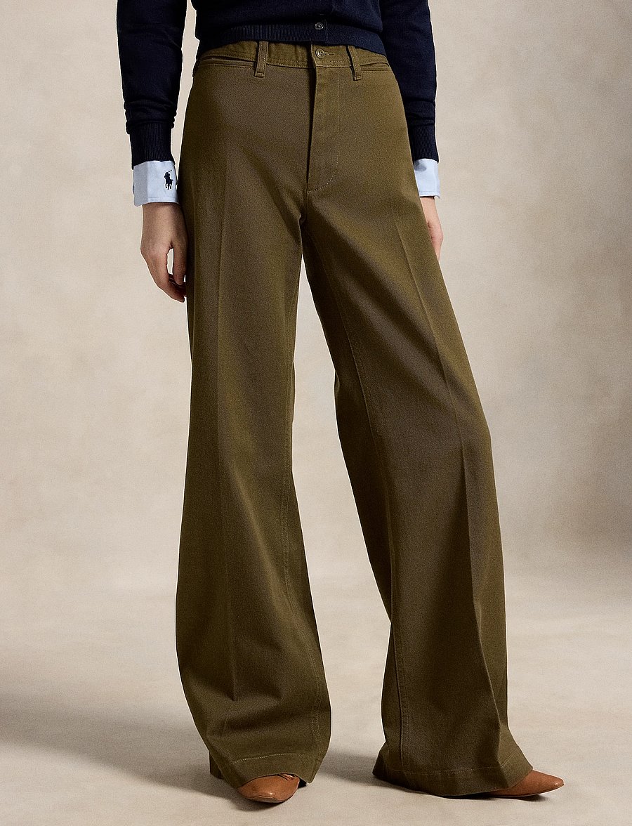 Polo Ralph Lauren - Beaton Stretch-Cotton Pant - utsvängda byxor - olive - 4