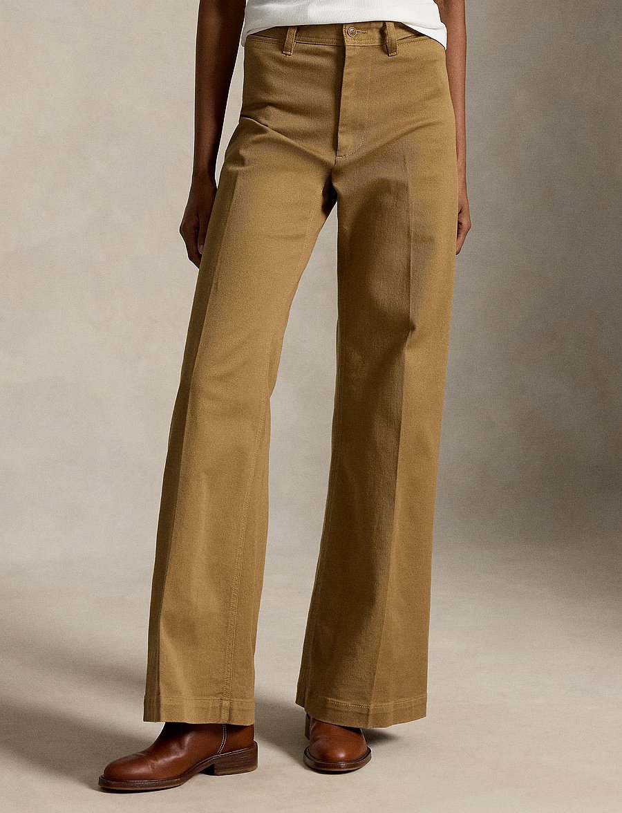 Polo Ralph Lauren - Beaton Stretch-Cotton Pant - utsvängda byxor - tan - 4