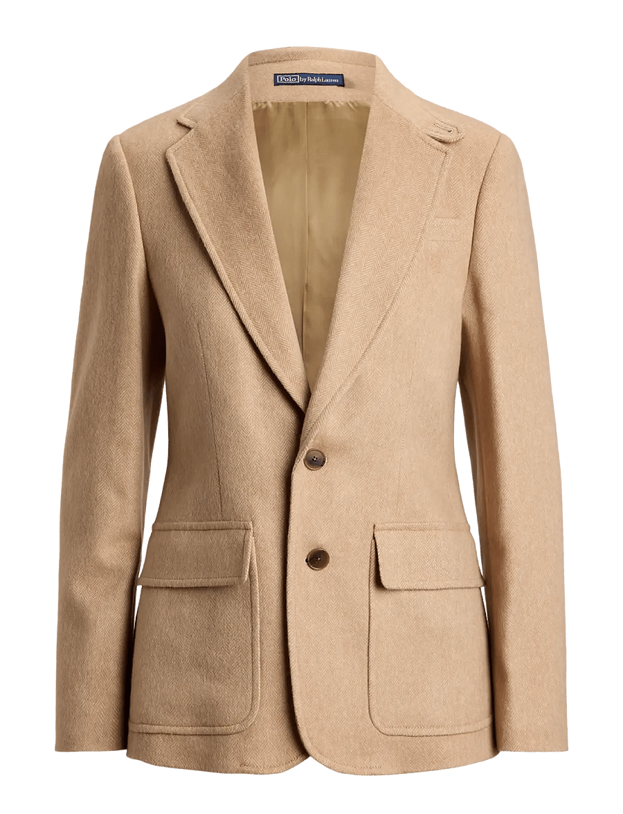 Polo Ralph Lauren - Single-Breasted Wool Herringbone Blazer - single breasted blazers - taupe herringbone - 2