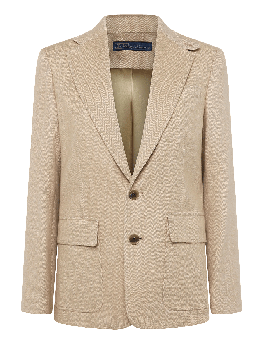 Polo Ralph Lauren - Single-Breasted Wool Herringbone Blazer - Üherealised pintsakud - taupe herringbone - 2