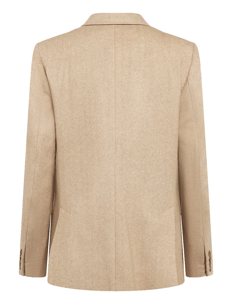 Polo Ralph Lauren - Single-Breasted Wool Herringbone Blazer - Üherealised pintsakud - taupe herringbone - 3