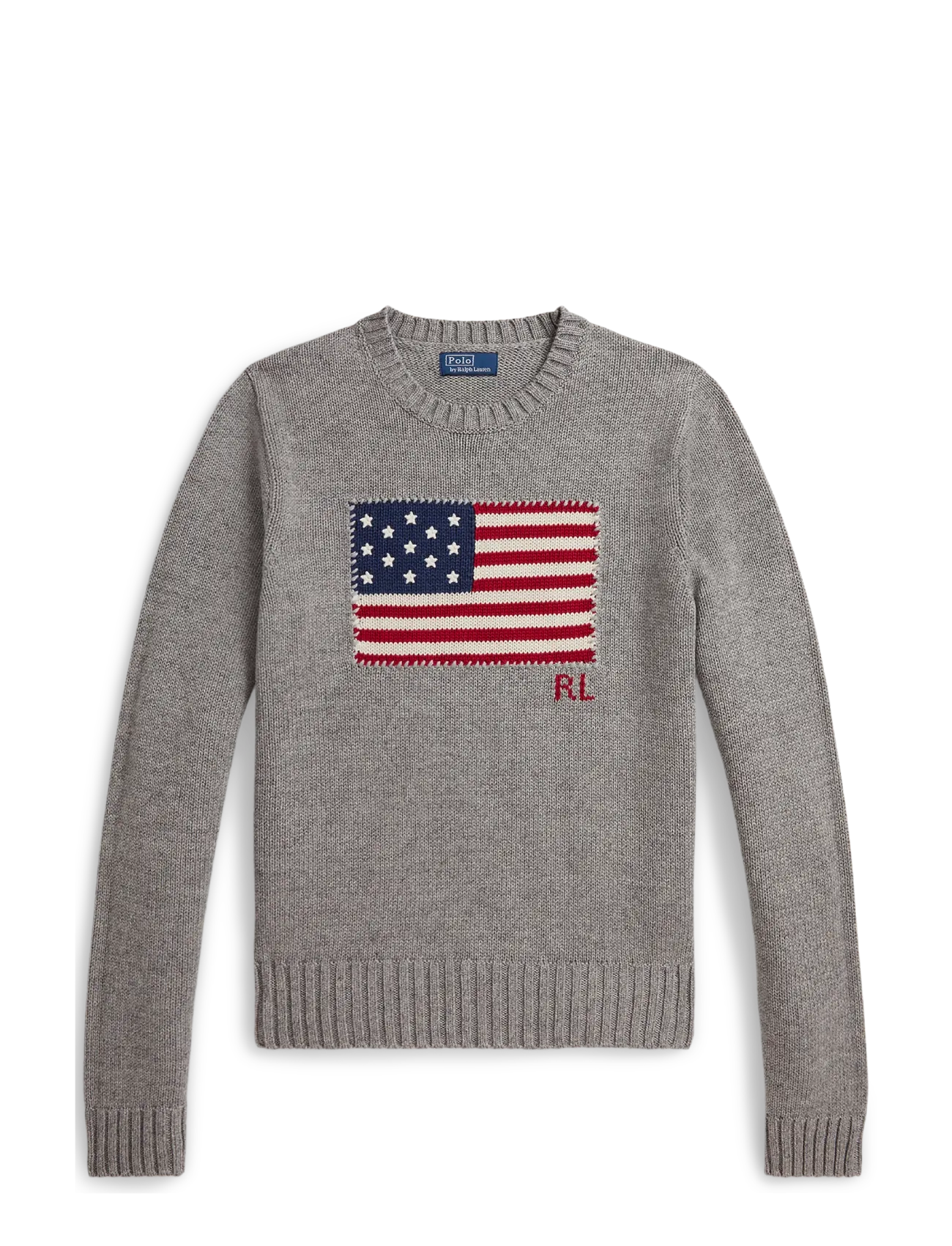 Polo Ralph Lauren Flag Cotton Crewneck Sweater - Kudumid - DARK VINTAGE HEAT / grey