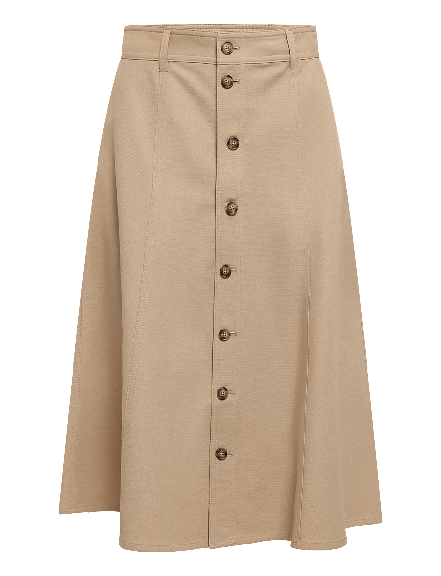 Polo Ralph Lauren - Cotton‑Wool Twill Midi Skirt - midi skirts - monument tan - 2