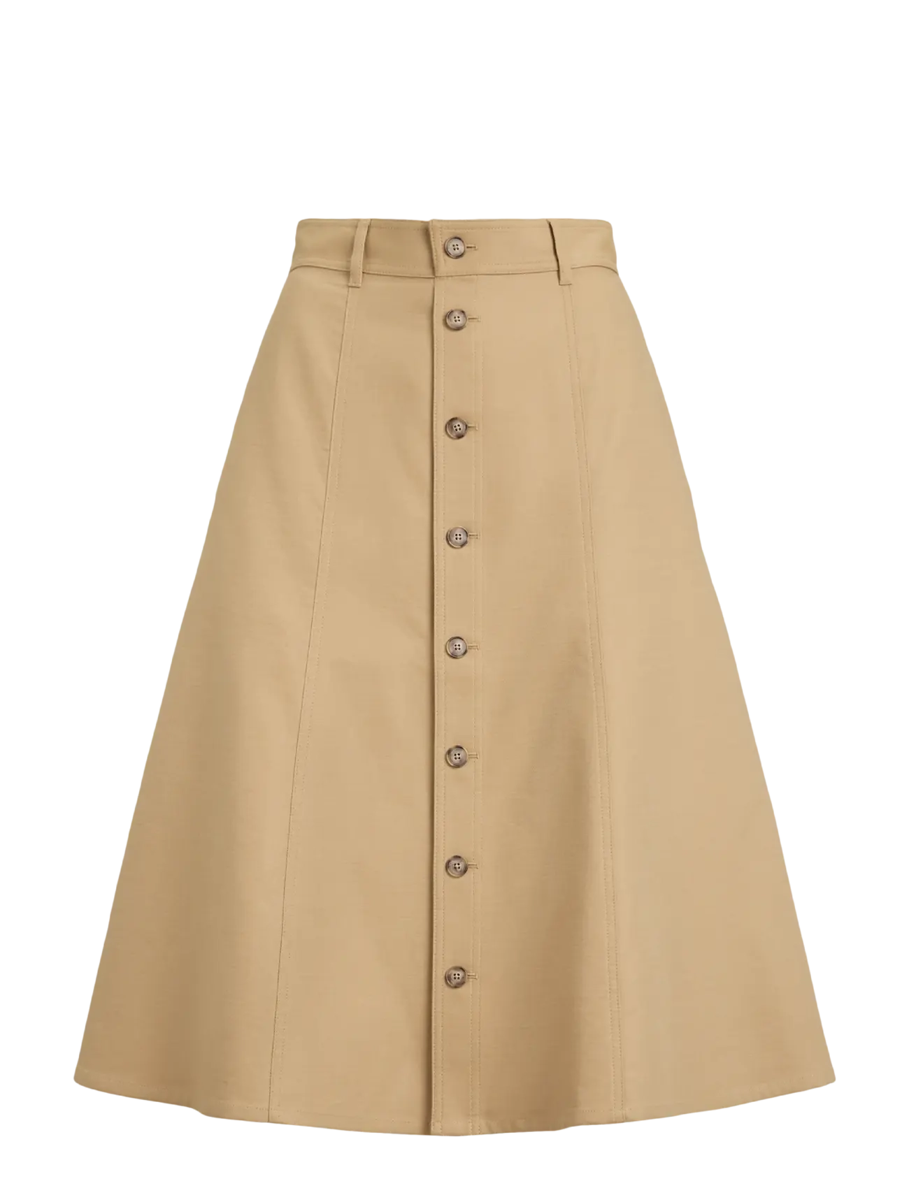 Polo Ralph Lauren Cotton‑Wool Twill Midi Skirt - Tøj - MONUMENT TAN / beige