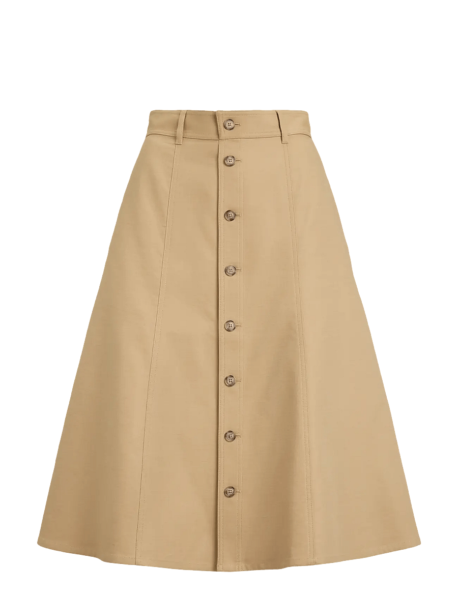 Polo Ralph Lauren - Cotton‑Wool Twill Midi Skirt - midi nederdele - monument tan - 2