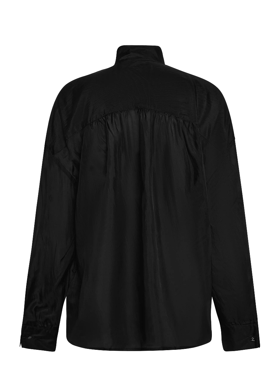 Polo Ralph Lauren - Ruffle-Front Silk Shirt - långärmade skjortor - polo black - 2