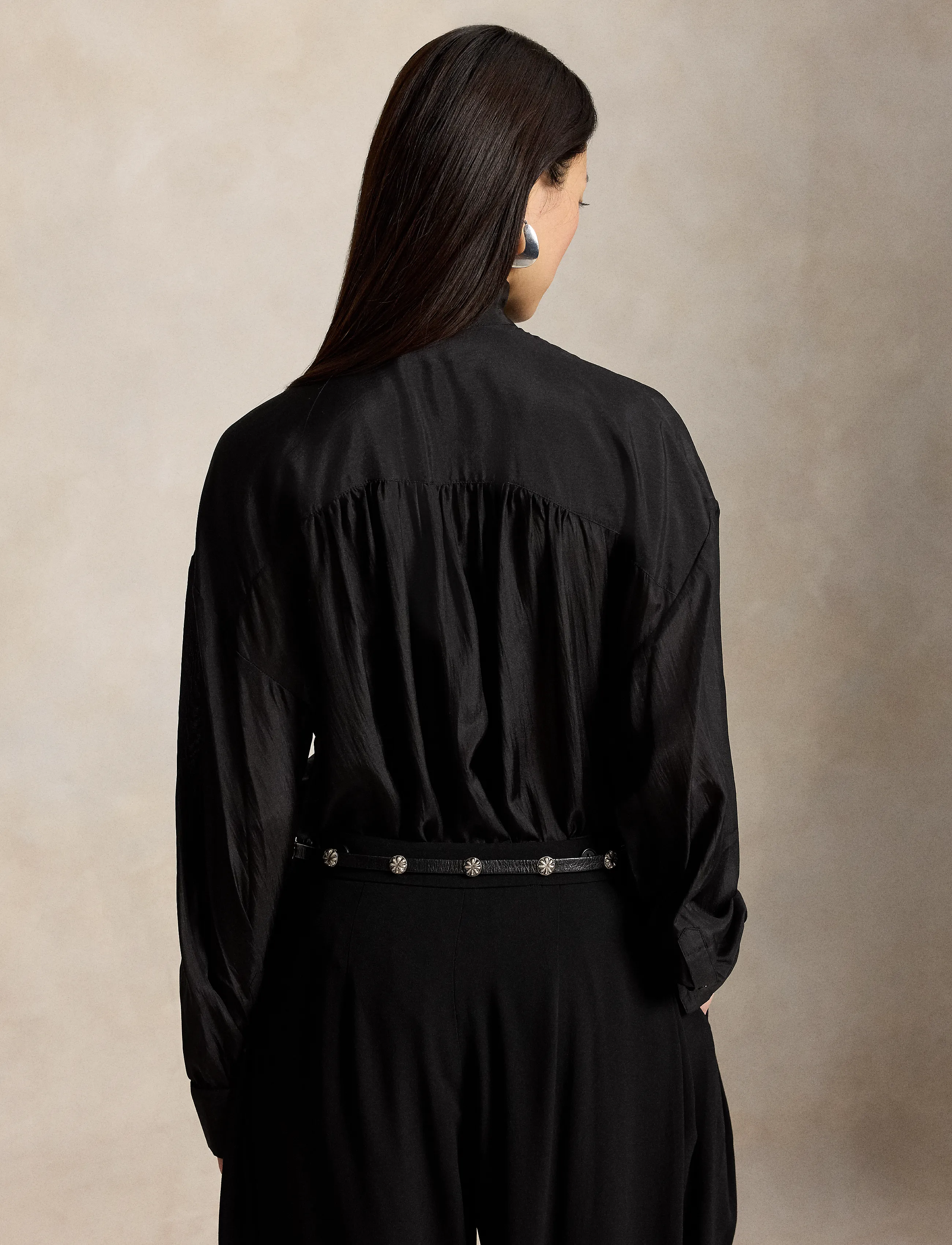 Polo Ralph Lauren - Ruffle-Front Silk Shirt - long-sleeved shirts - polo black - 2