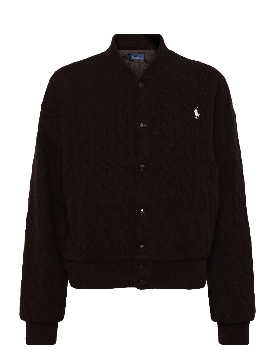 Polo Ralph Lauren - Cable-Knit Wool-Cashmere Snapped Jacket - vinterjackor - walnut brown mela - 1