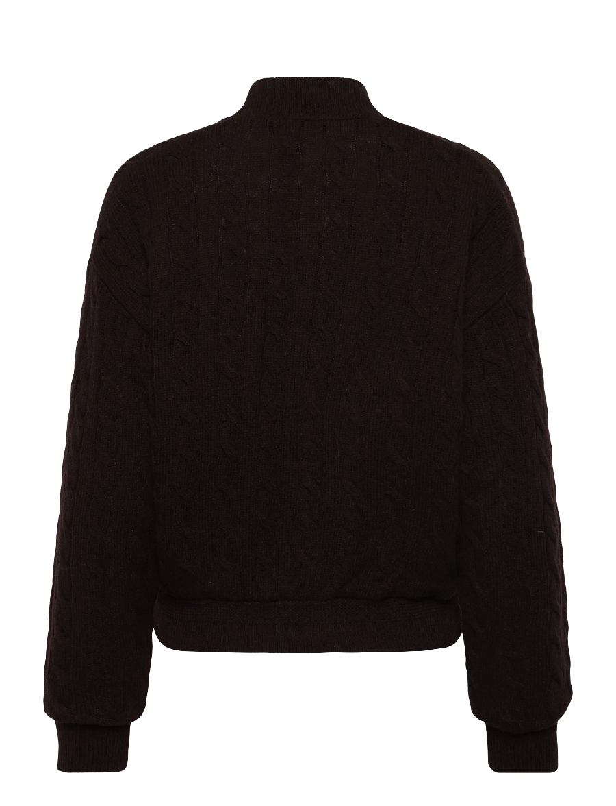 Polo Ralph Lauren - Cable-Knit Wool-Cashmere Snapped Jacket - vinterjackor - walnut brown mela - 2