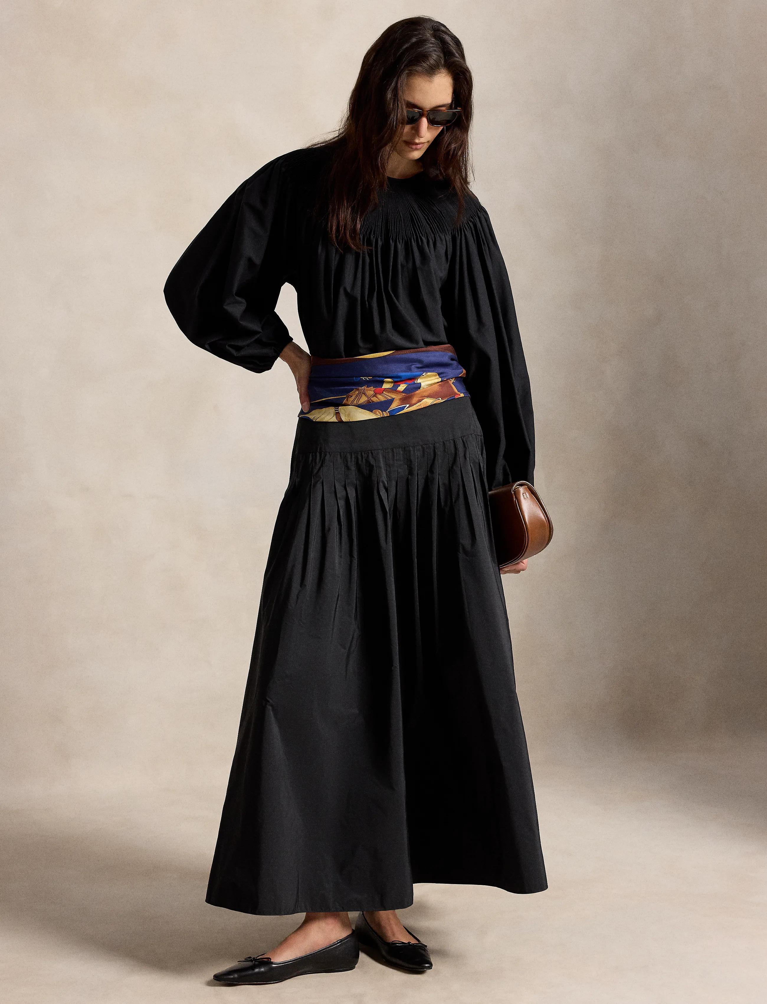 Polo Ralph Lauren Pleated Taffeta Maxi Skirt - Kjolar - POLO BLACK / black