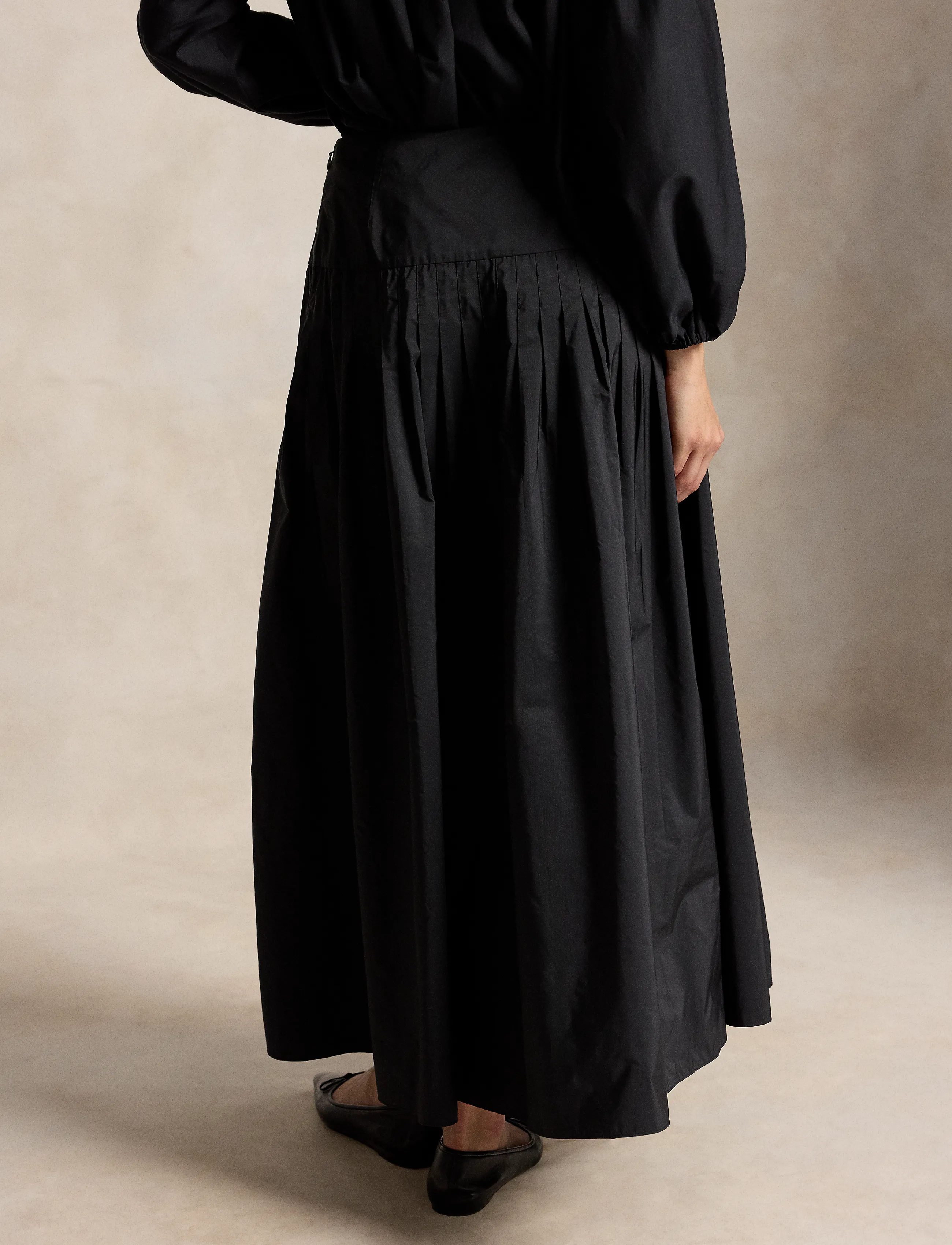 Polo Ralph Lauren - Pleated Taffeta Maxi Skirt - plisserade kjolar - polo black - 2