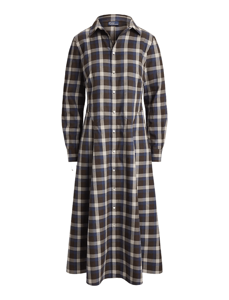 Polo Ralph Lauren - Plaid Cotton Twill Shirtdress - 2072 brown blue m - 2
