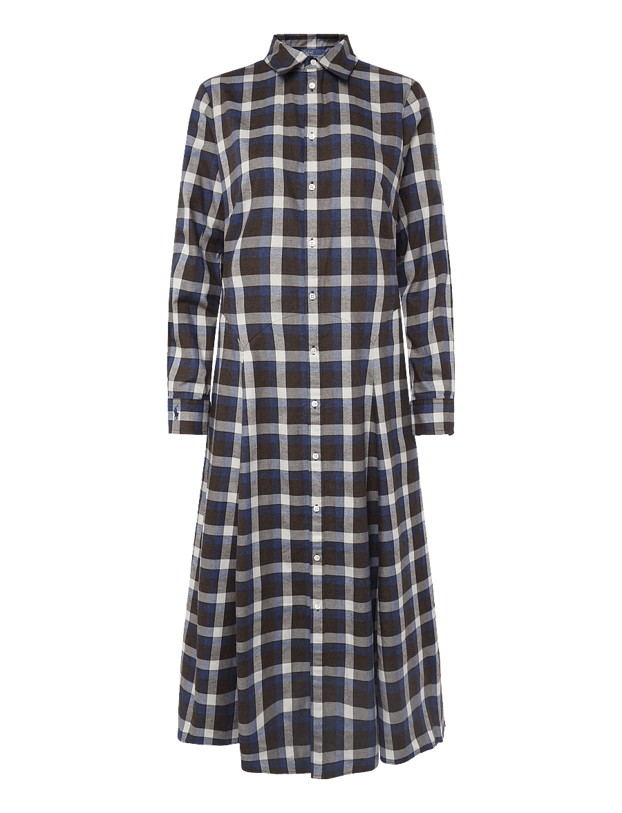 Polo Ralph Lauren - Plaid Cotton Twill Shirtdress - shirt dresses - 2072 brown blue m - 2