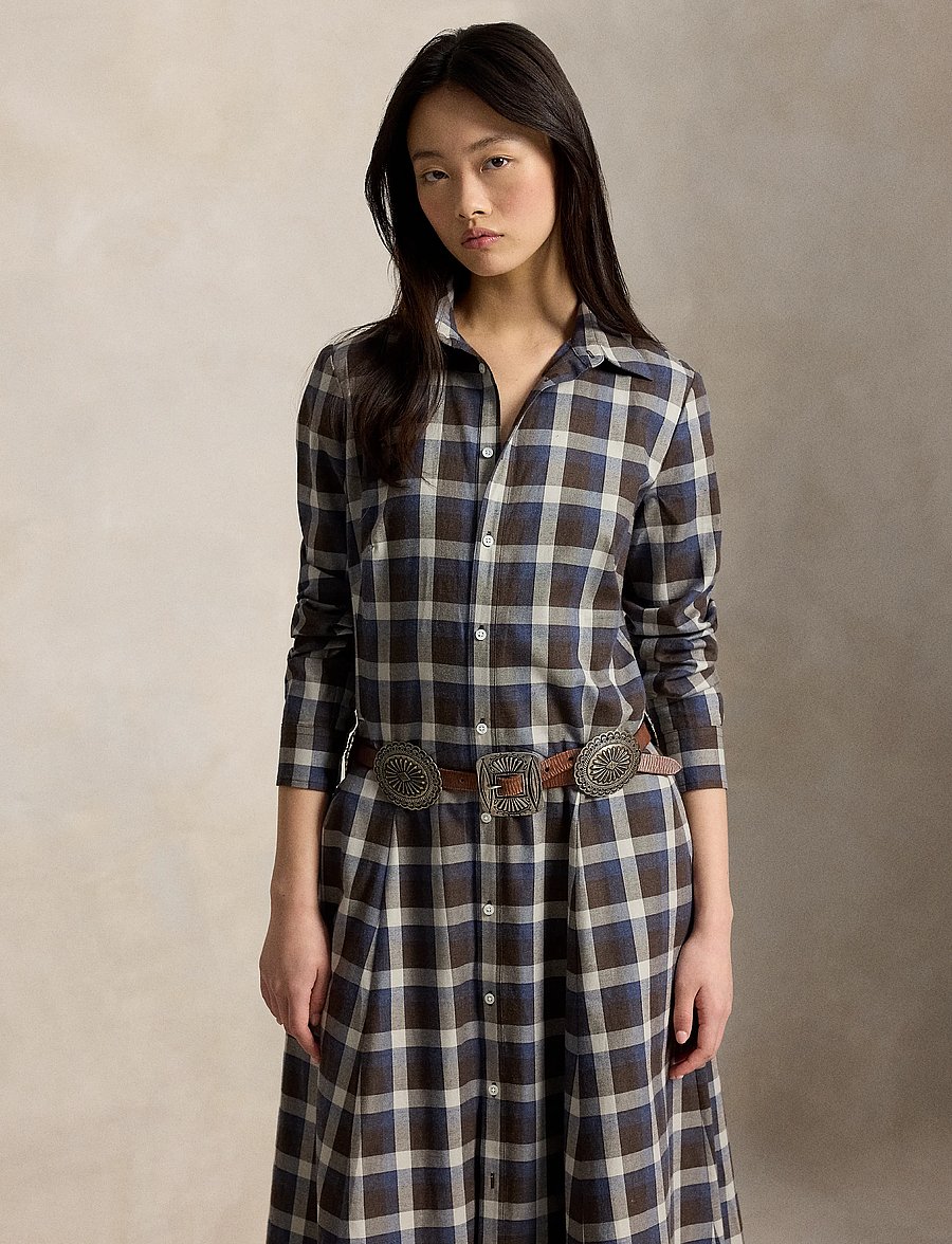 Polo Ralph Lauren - Plaid Cotton Twill Shirtdress - 2072 brown blue m - 4
