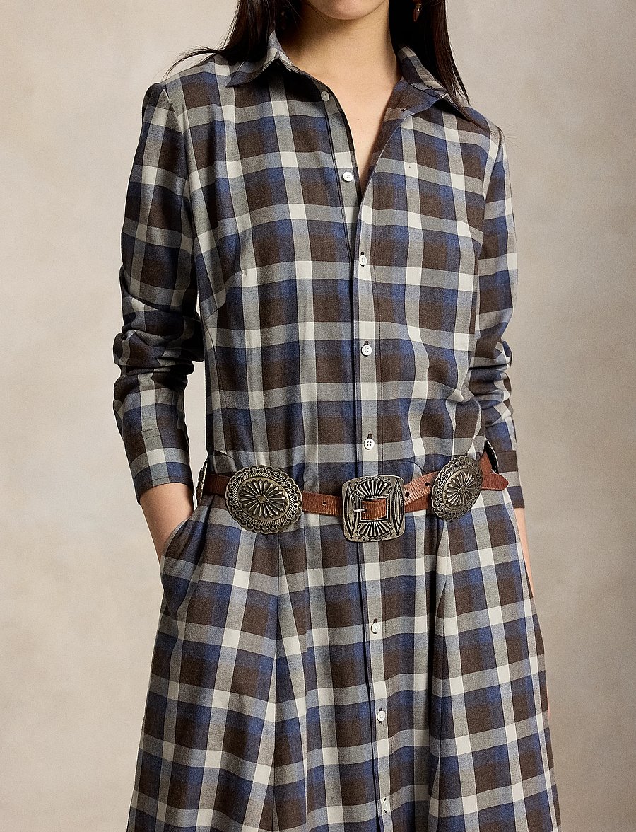 Polo Ralph Lauren - Plaid Cotton Twill Shirtdress - 2072 brown blue m - 5